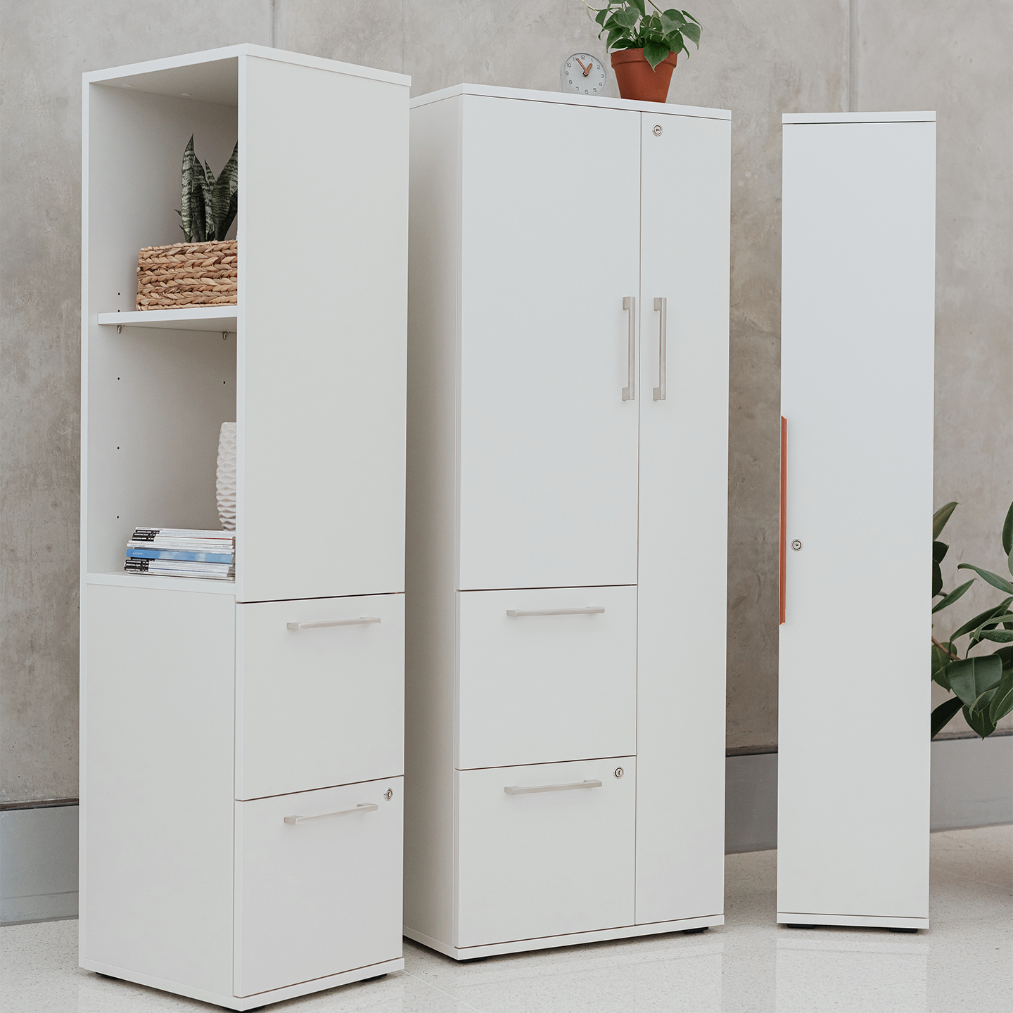 Be_Hold Be storage towers and wardrobe in white laminate