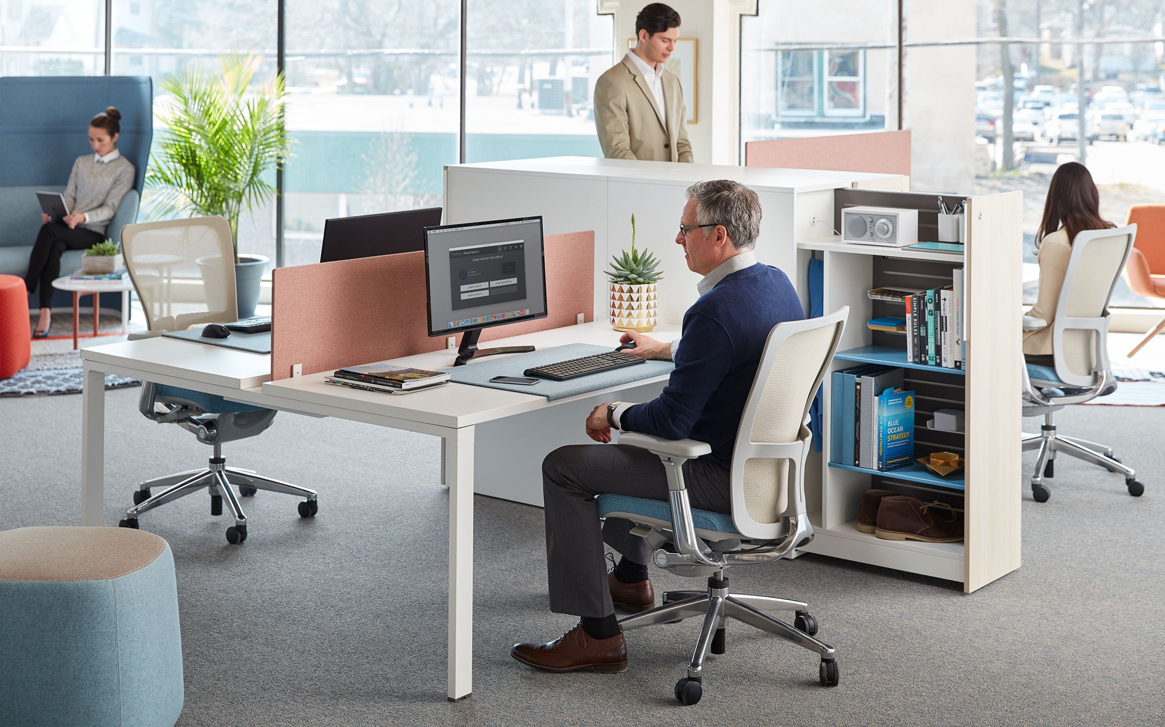 Beside Storage Pantry with sliding door at individual work station with Zody Chair