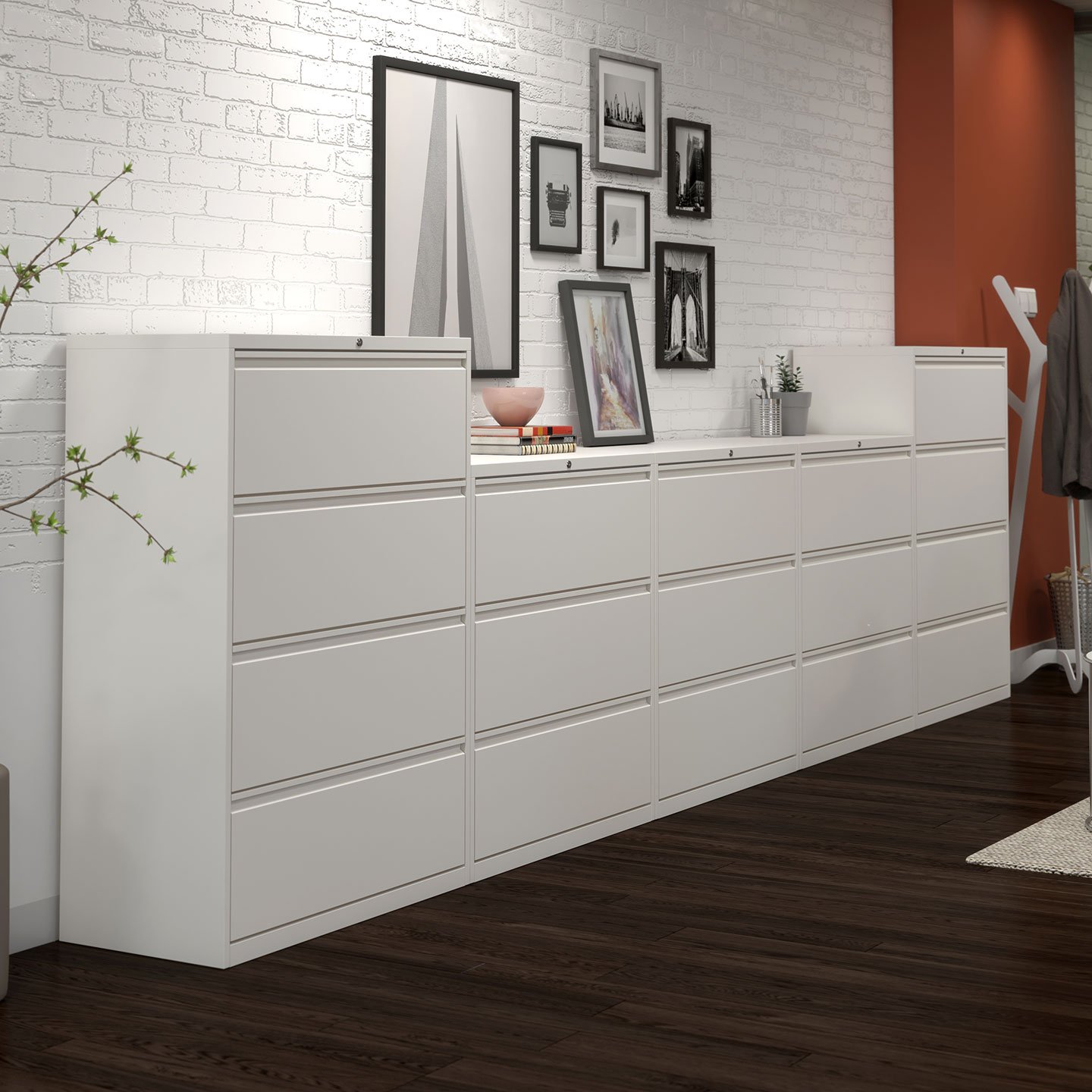 V Series drawer unit in white with locks