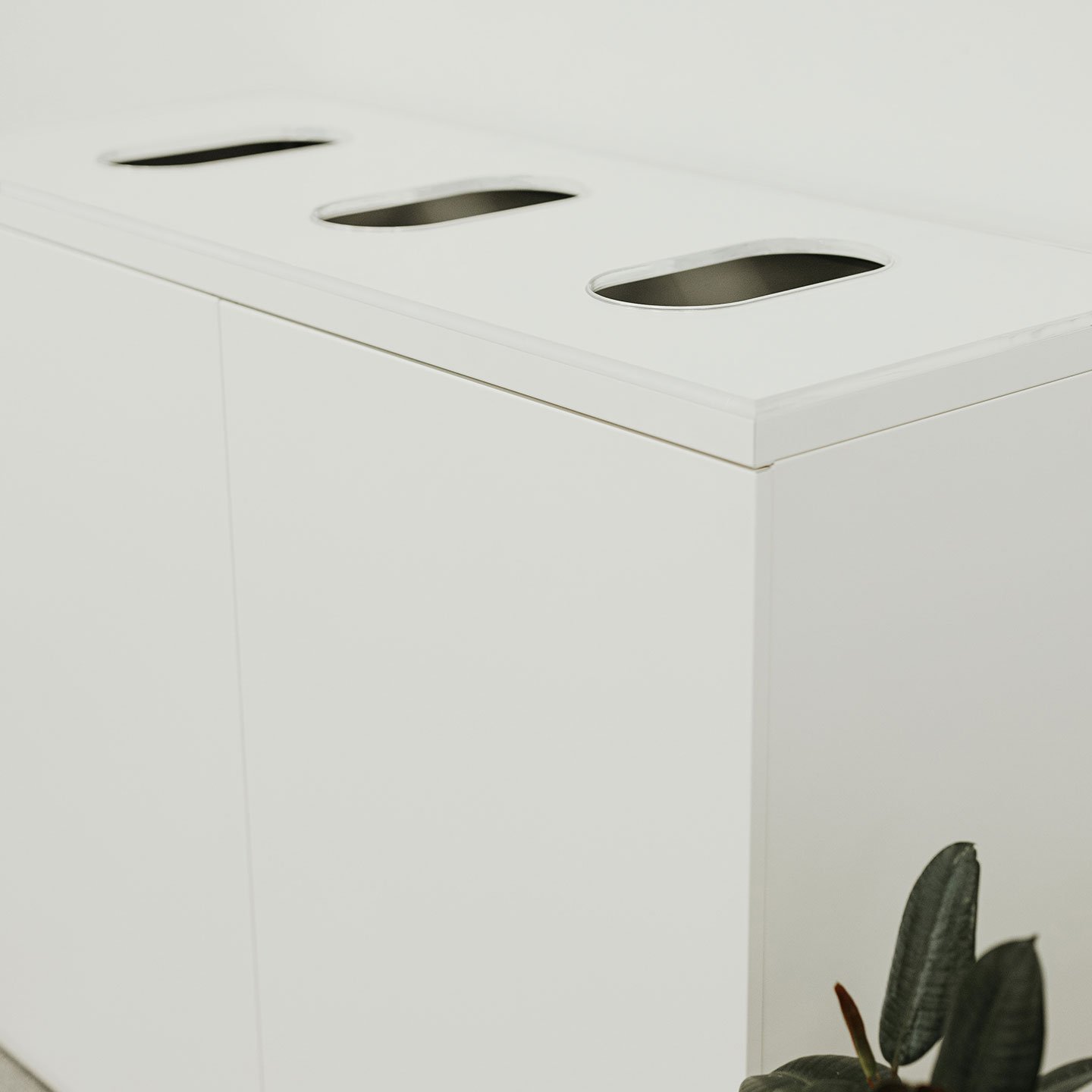 Three section X Series recycling unit in white - close up