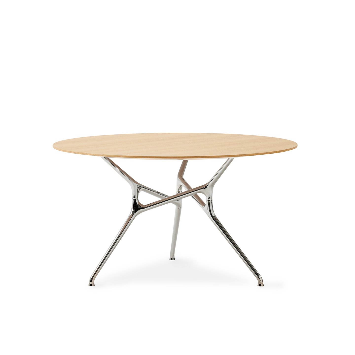 White sweep photography of Cappellini's Branch Table in Stained Oak and Natural Oak