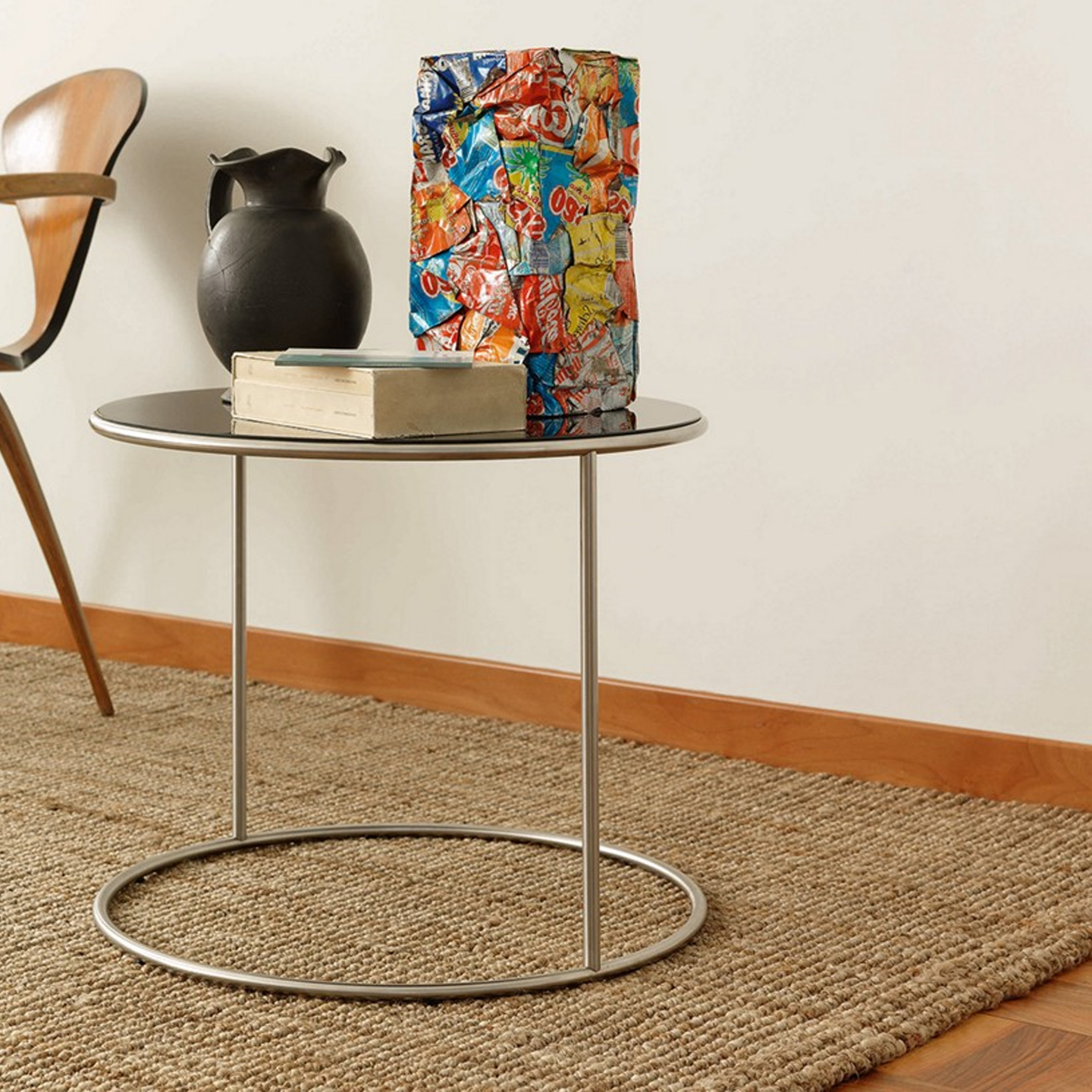 Haworth Cannot Table Circular top with matte magnolia finish home side table