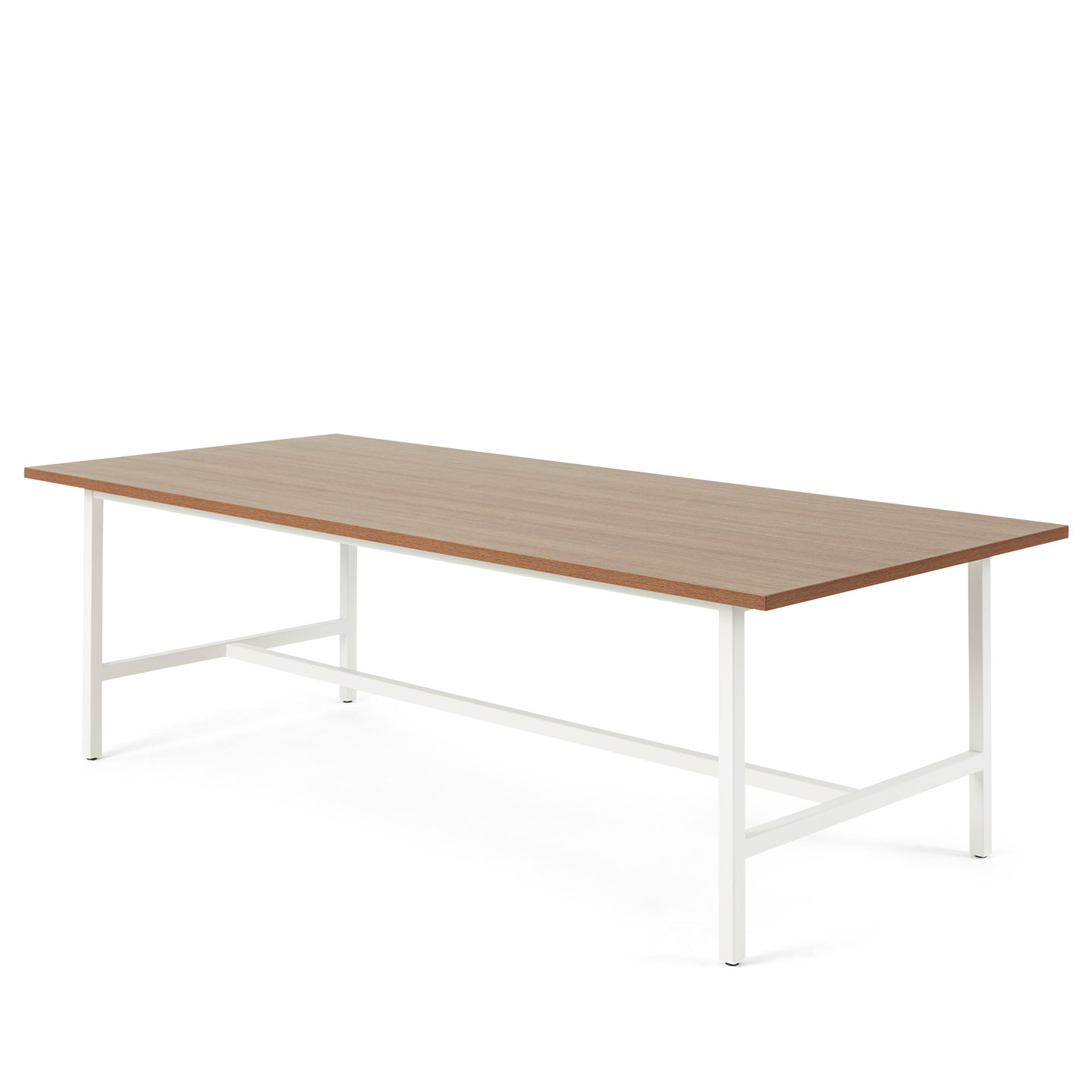 Haworth Cultivate table with 4 white legs and a rectangular veneer top