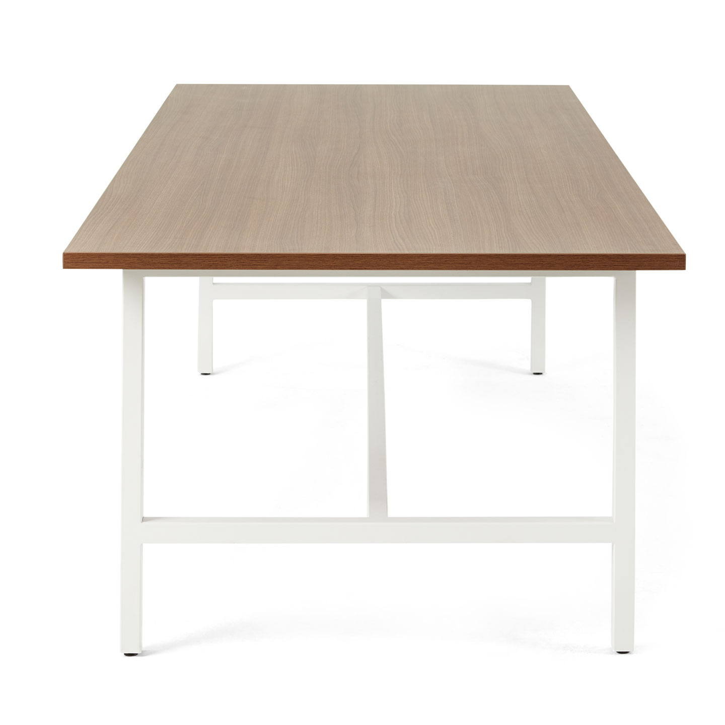 Haworth Cultivate table with 4 white legs and a rectangular veneer top