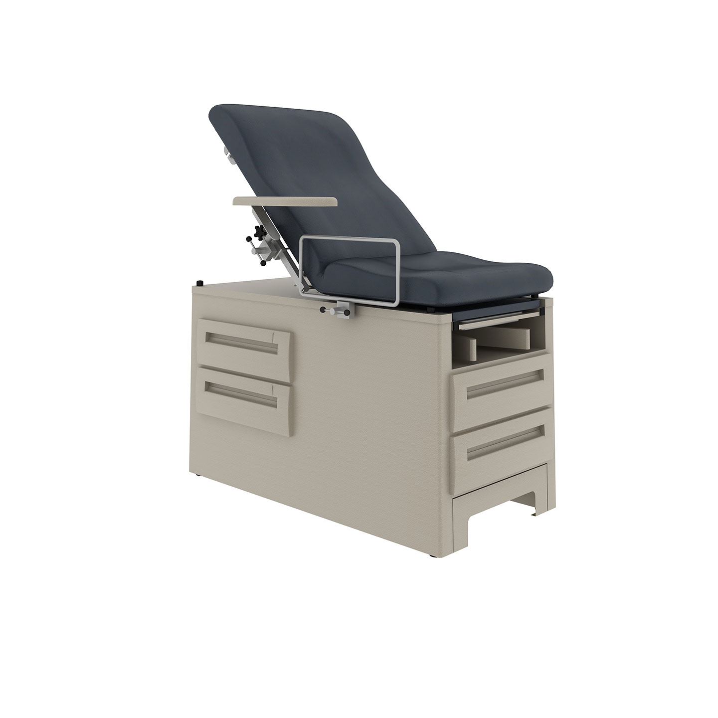 Haworth Exam Table with drawers in base and manual foldable seat