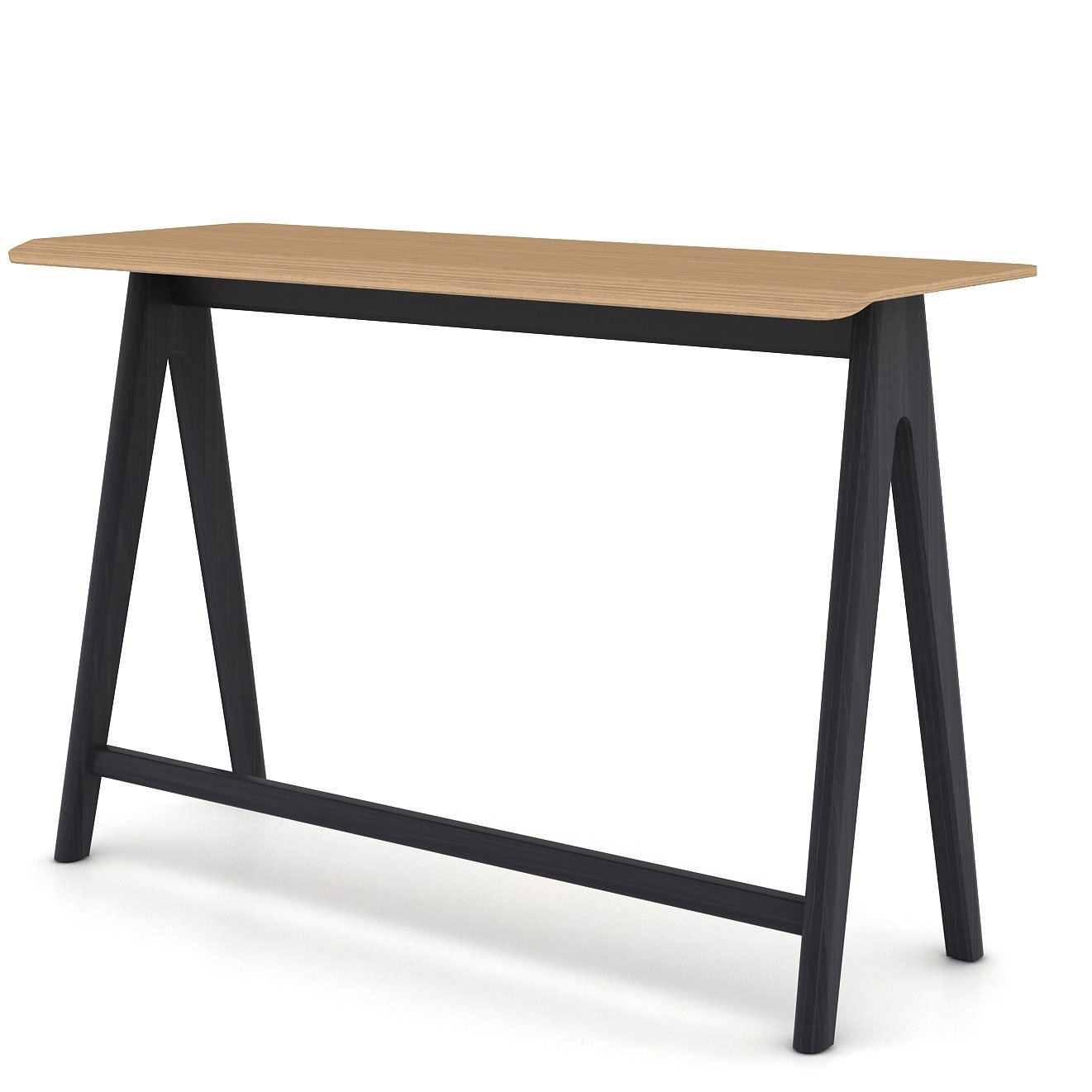 Haworth Immerse Table with 4 legs and narrow rectangular top with slanted lip