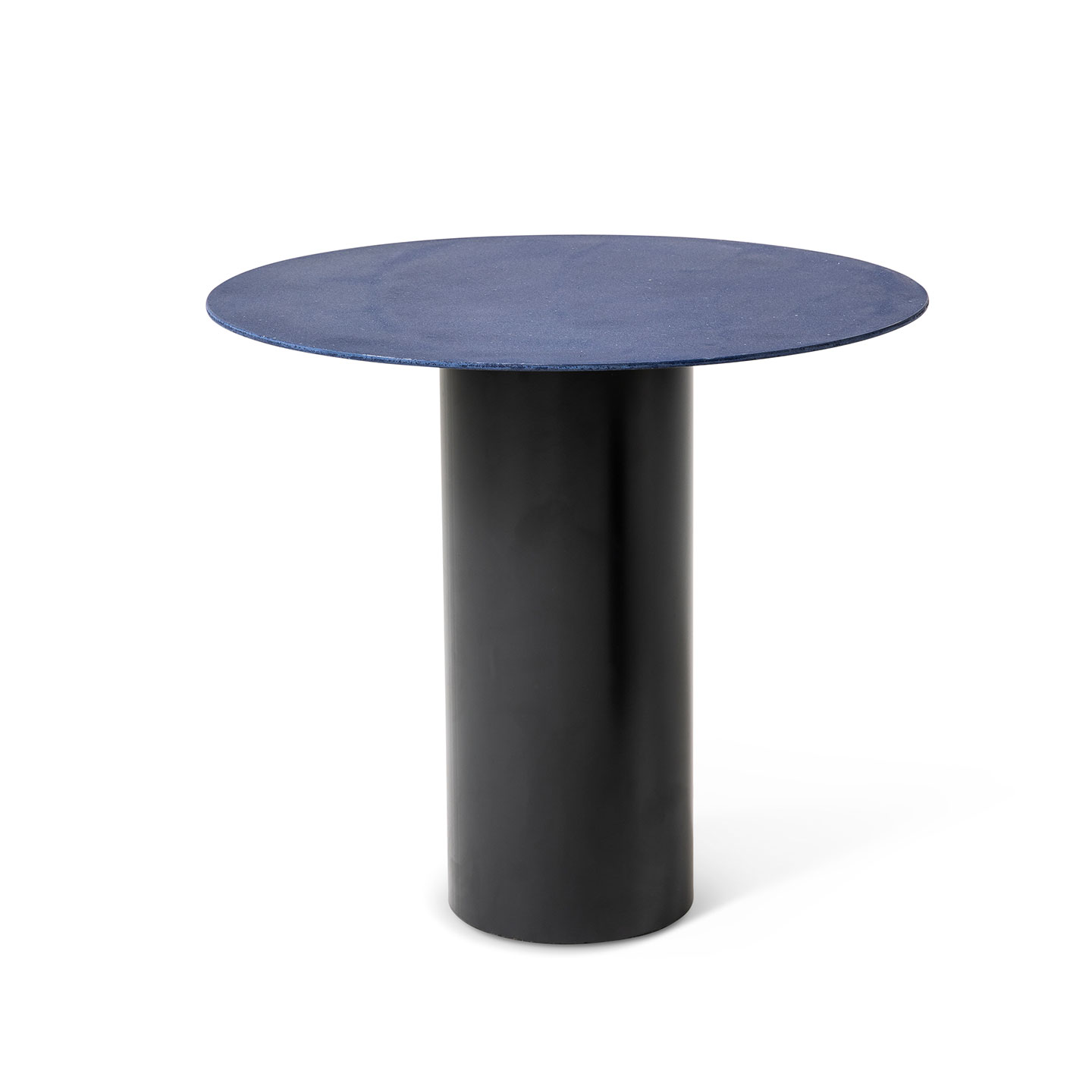 Haworth Mush Table with Blue Marble w/aluminum circular top and black base