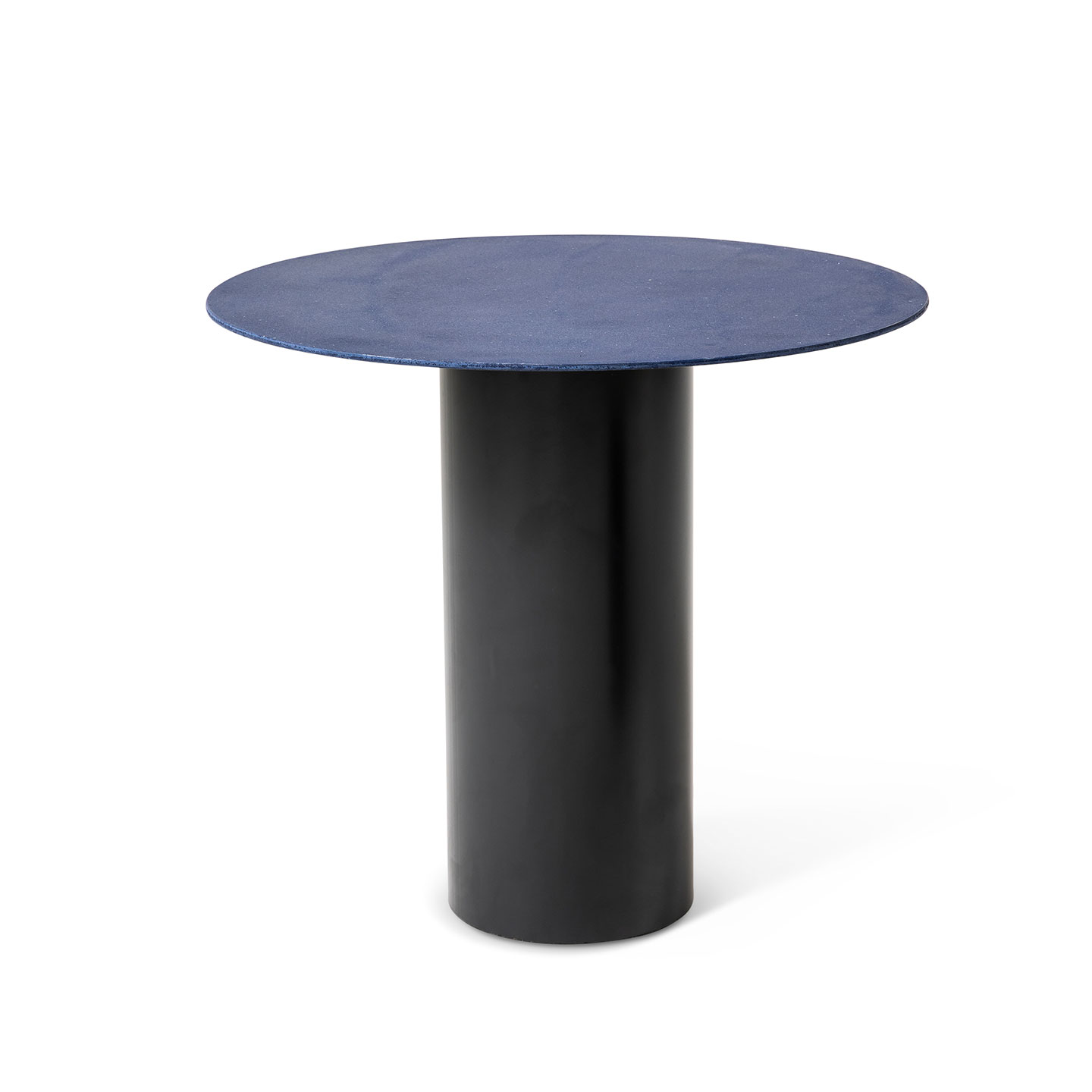 Haworth Mush Table mit  massive Eiche in den Farben Cognac und Carbon, und schwarzem Rundfuß