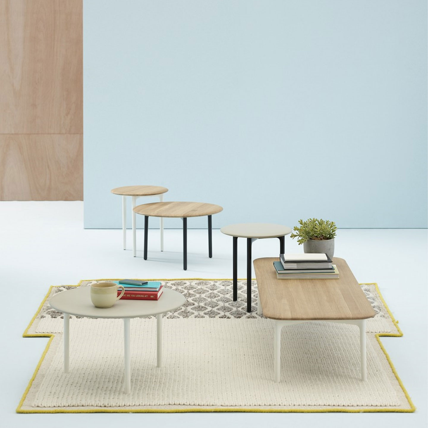 Haworth Openest Sprig Side Table as a book table with multiple colors