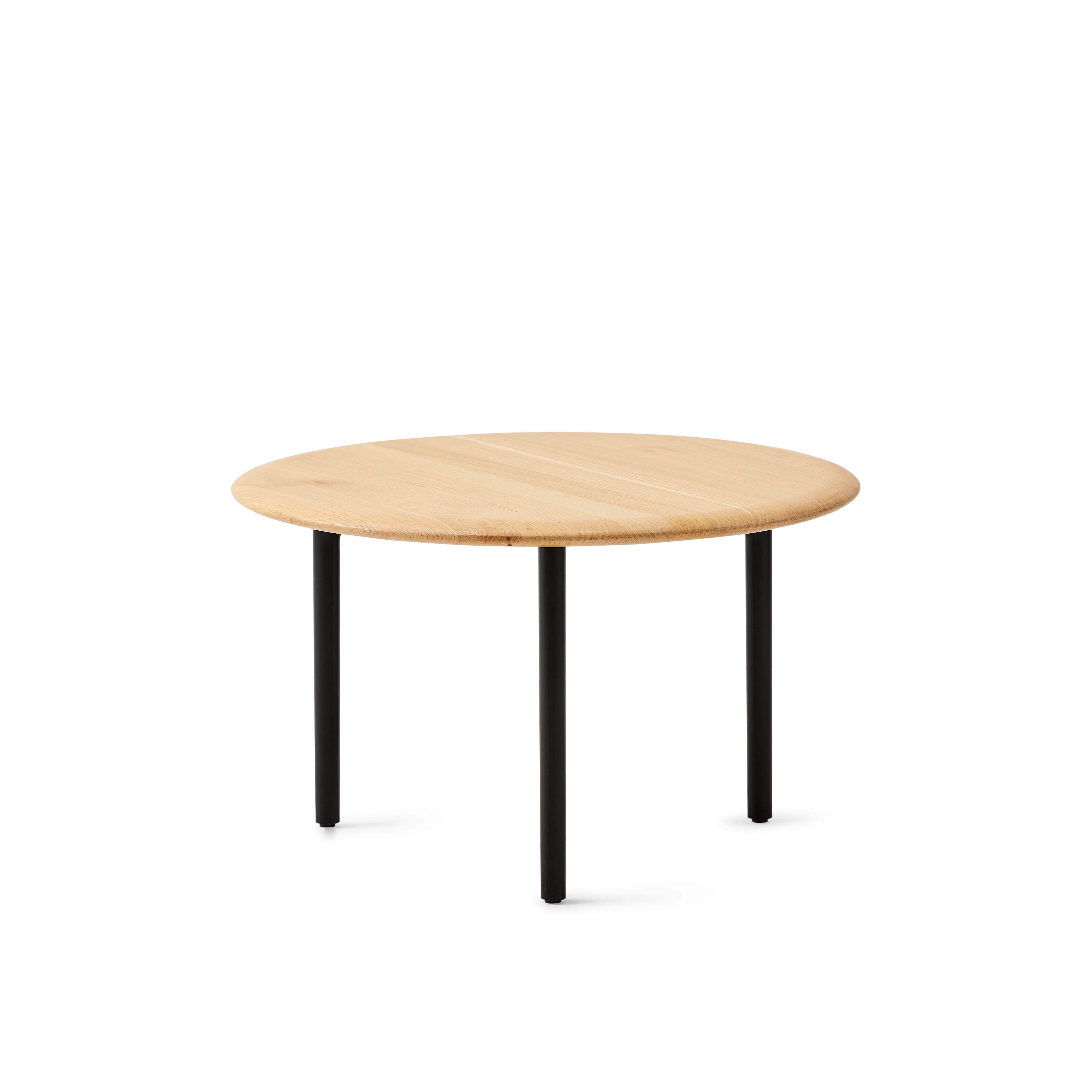 Detail front shot of Large Sprig Table with wood top and black base