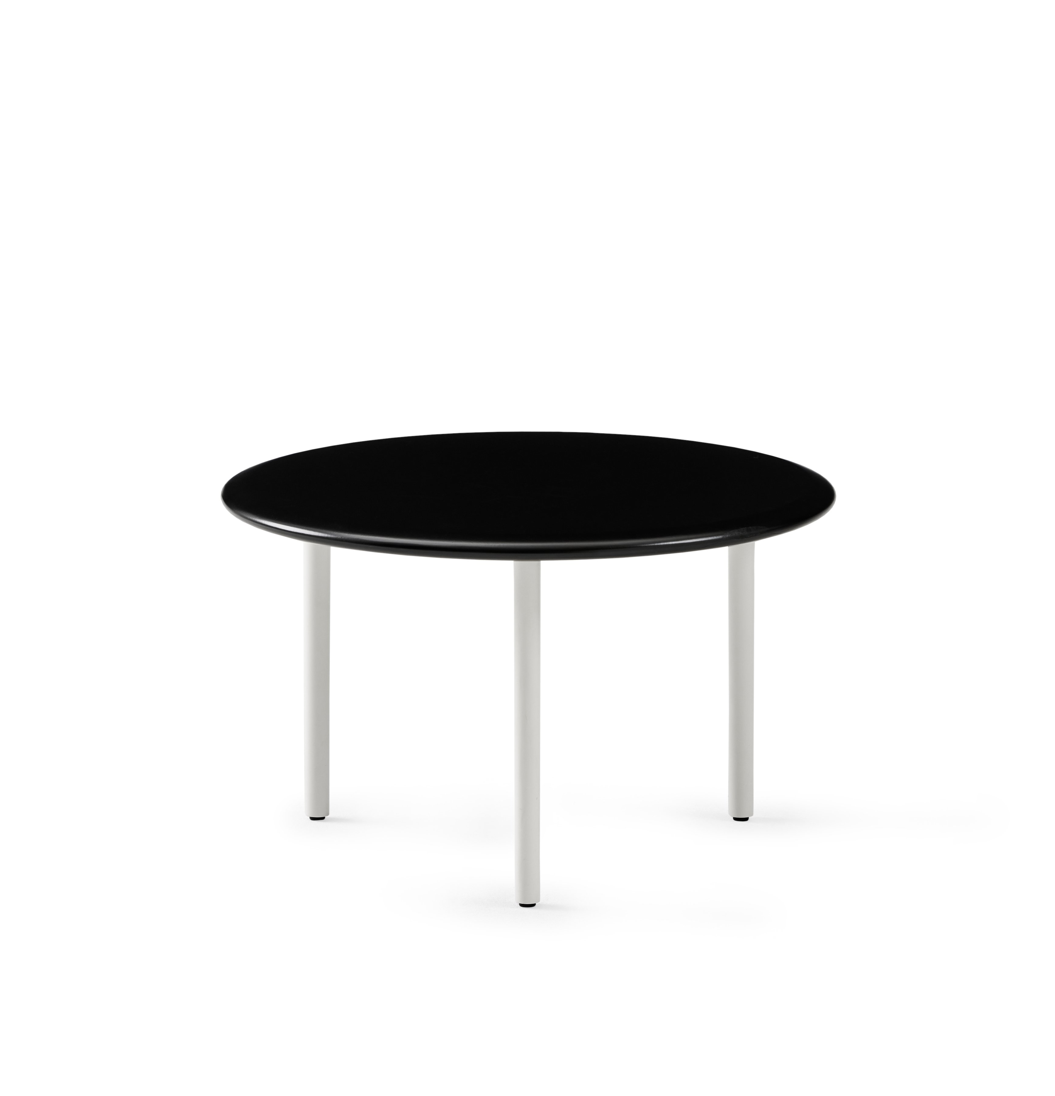 Detail front shot of Large Sprig Table with Black top and White base