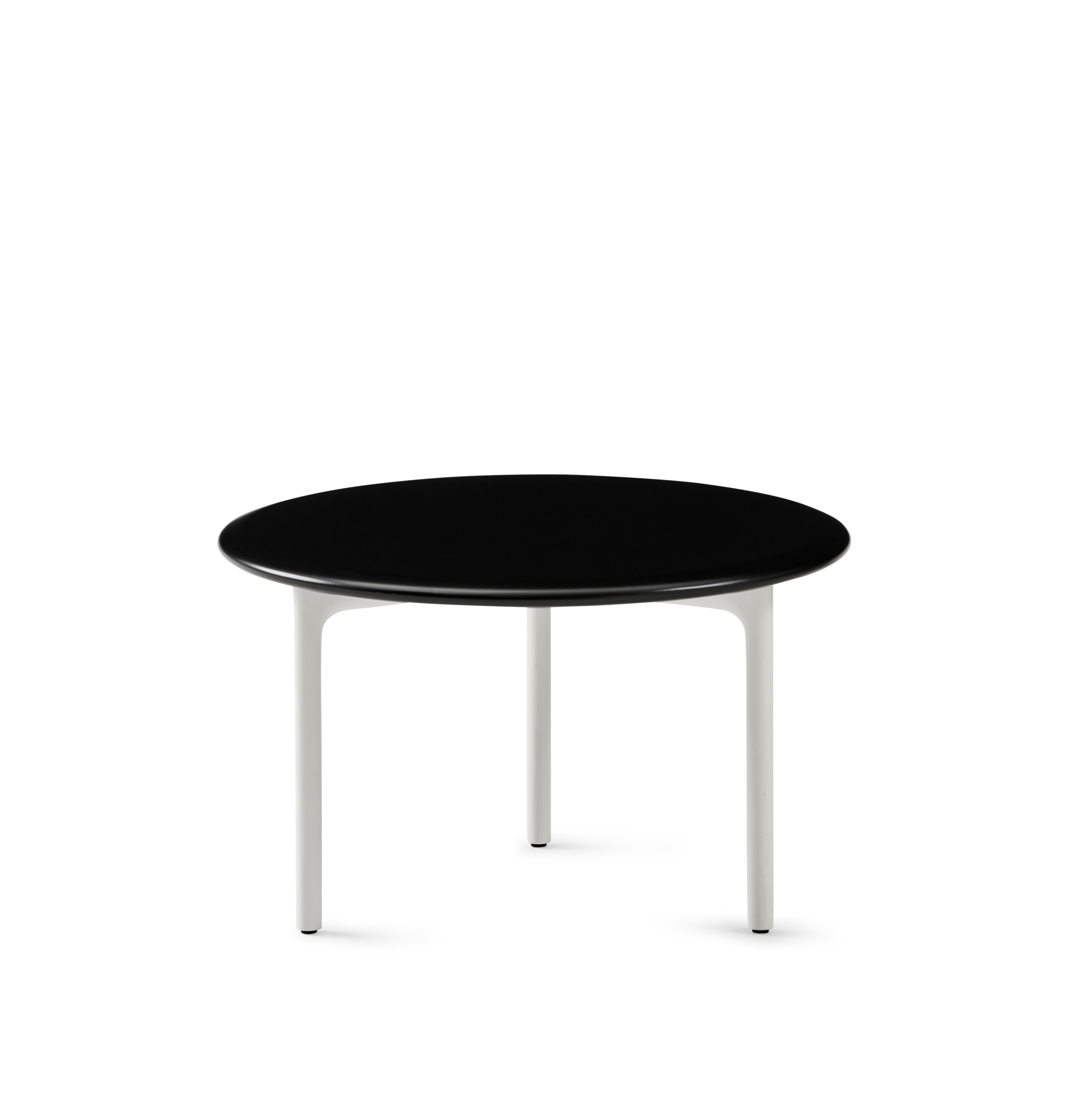 Detail side shot of Large Sprig Table with Black top and White base