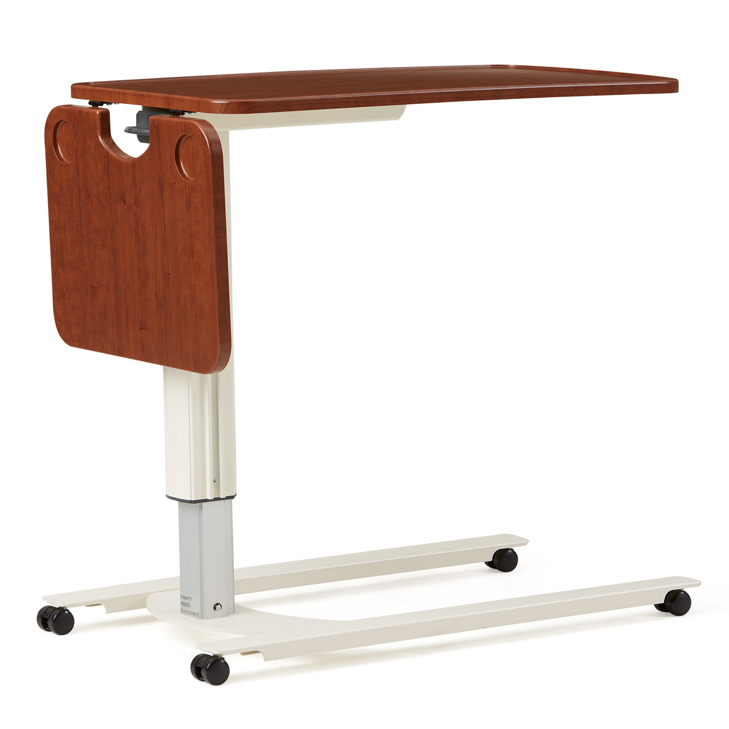 Haworth Overbed Table with side folded over with laminate top and steel base