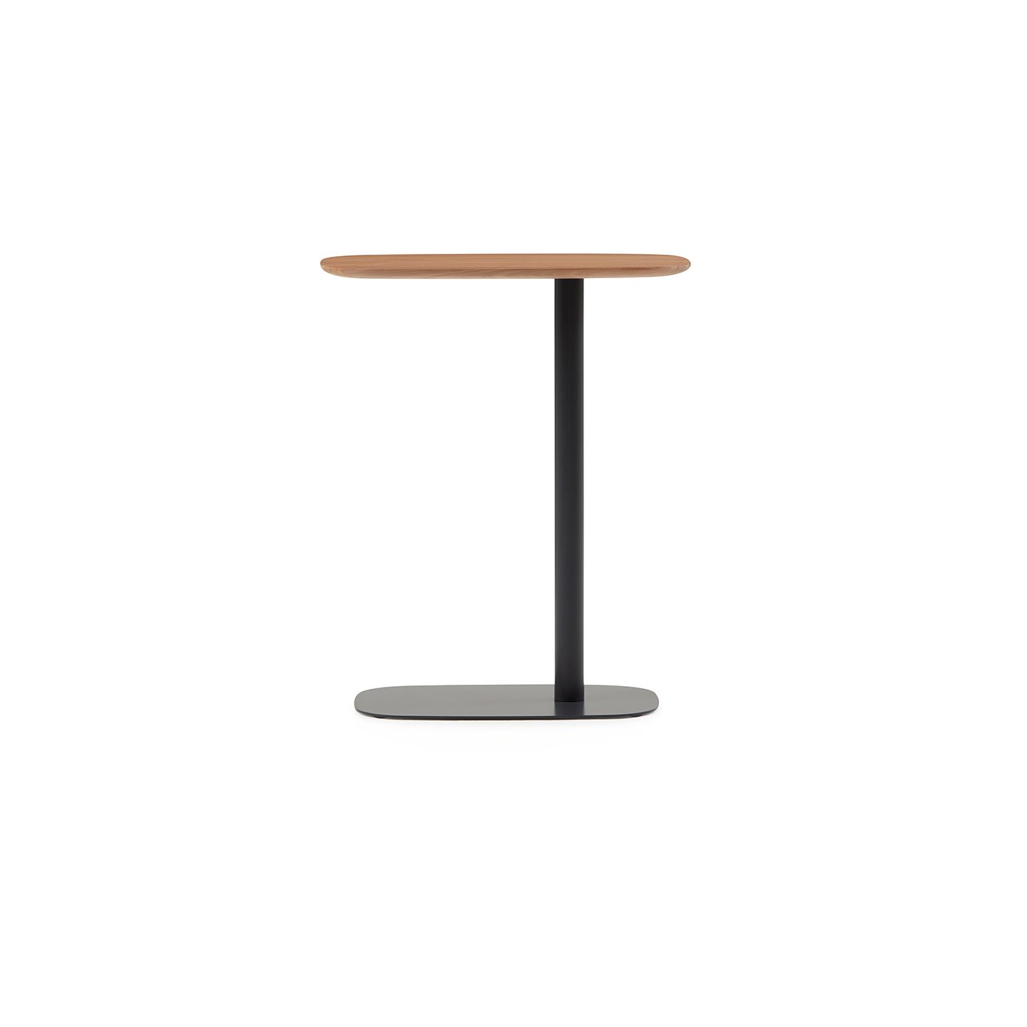 Haworth Pip Laptop table in white oak hardwood with black steel base