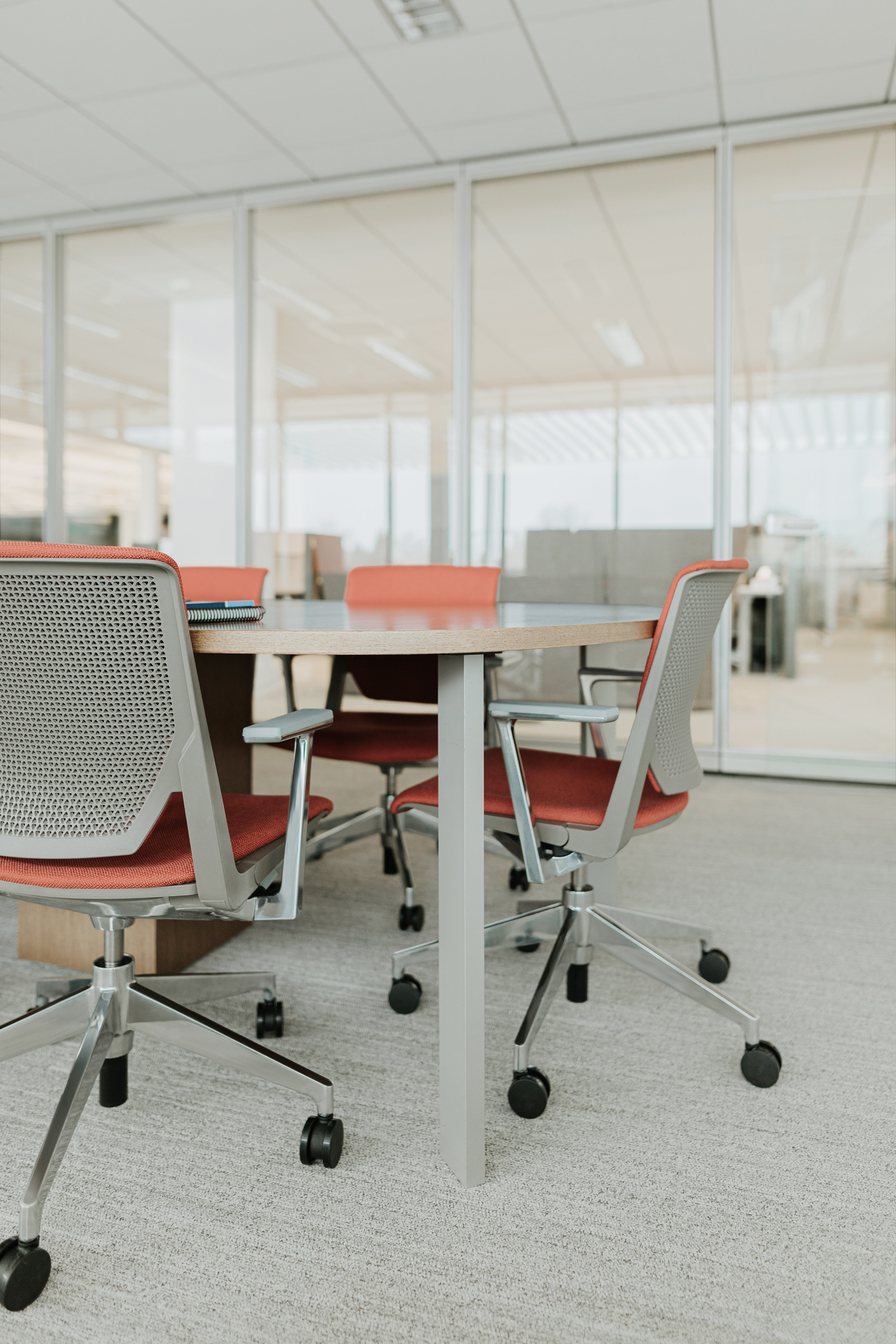 Haworth Planes Conference table in a office closed meeting room with very seating 