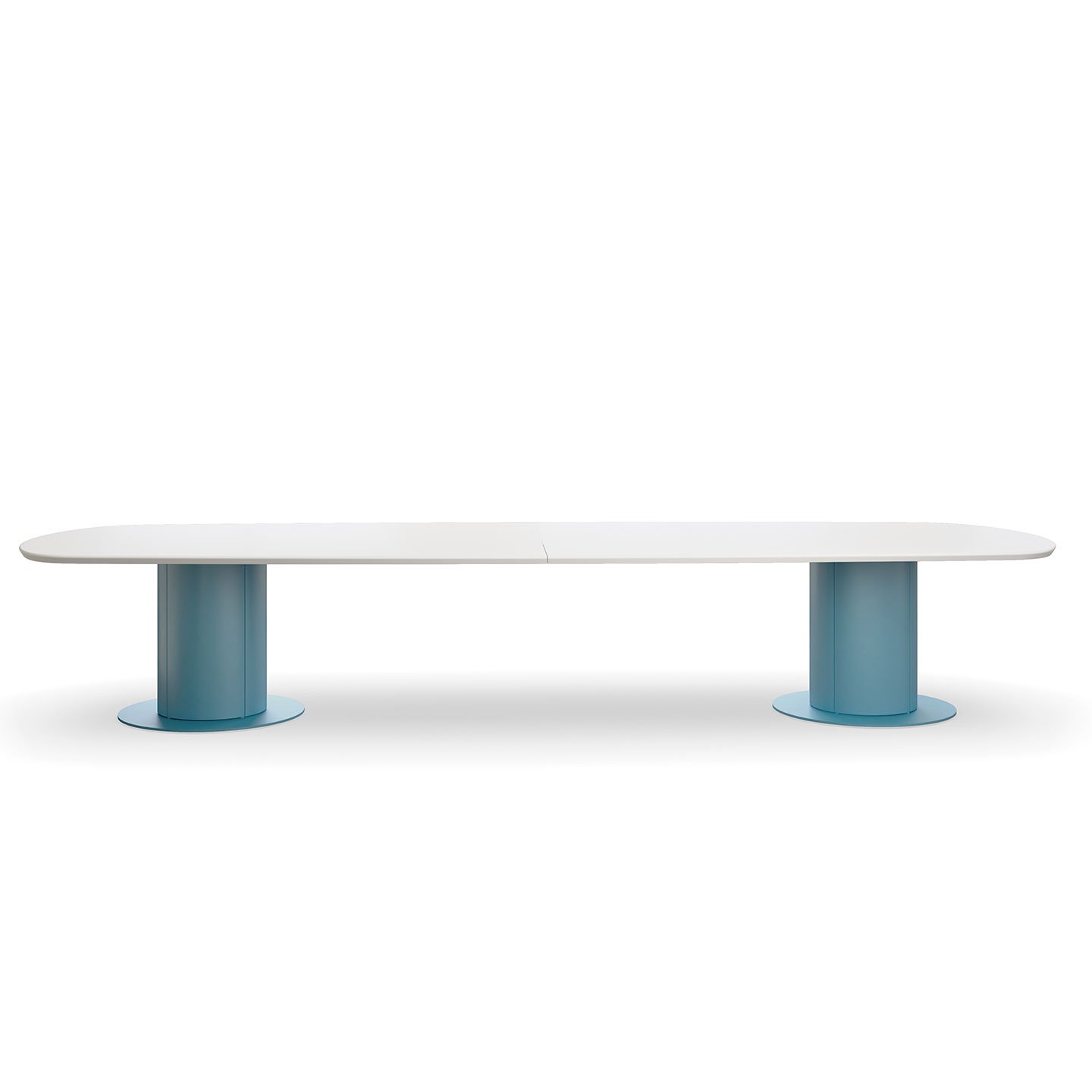 Haworth Planes Conference Table with 2 blue legs and white top