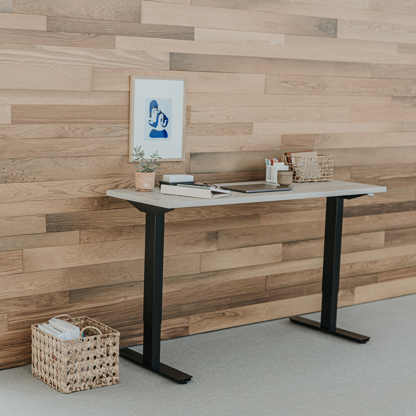 Haworth planes store height adjustable table