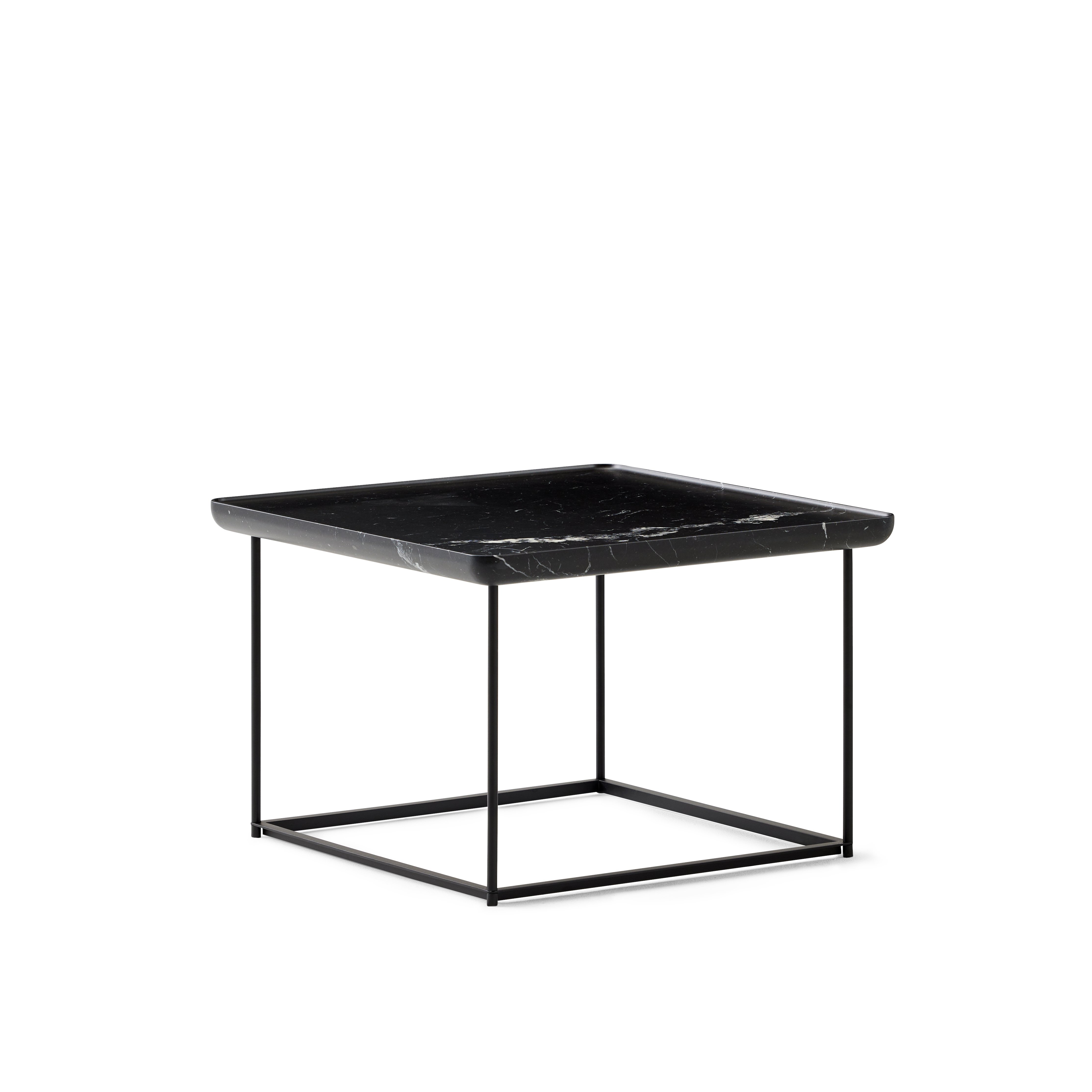 Detail front 3/4 shot of the Torei table in Black Marquina