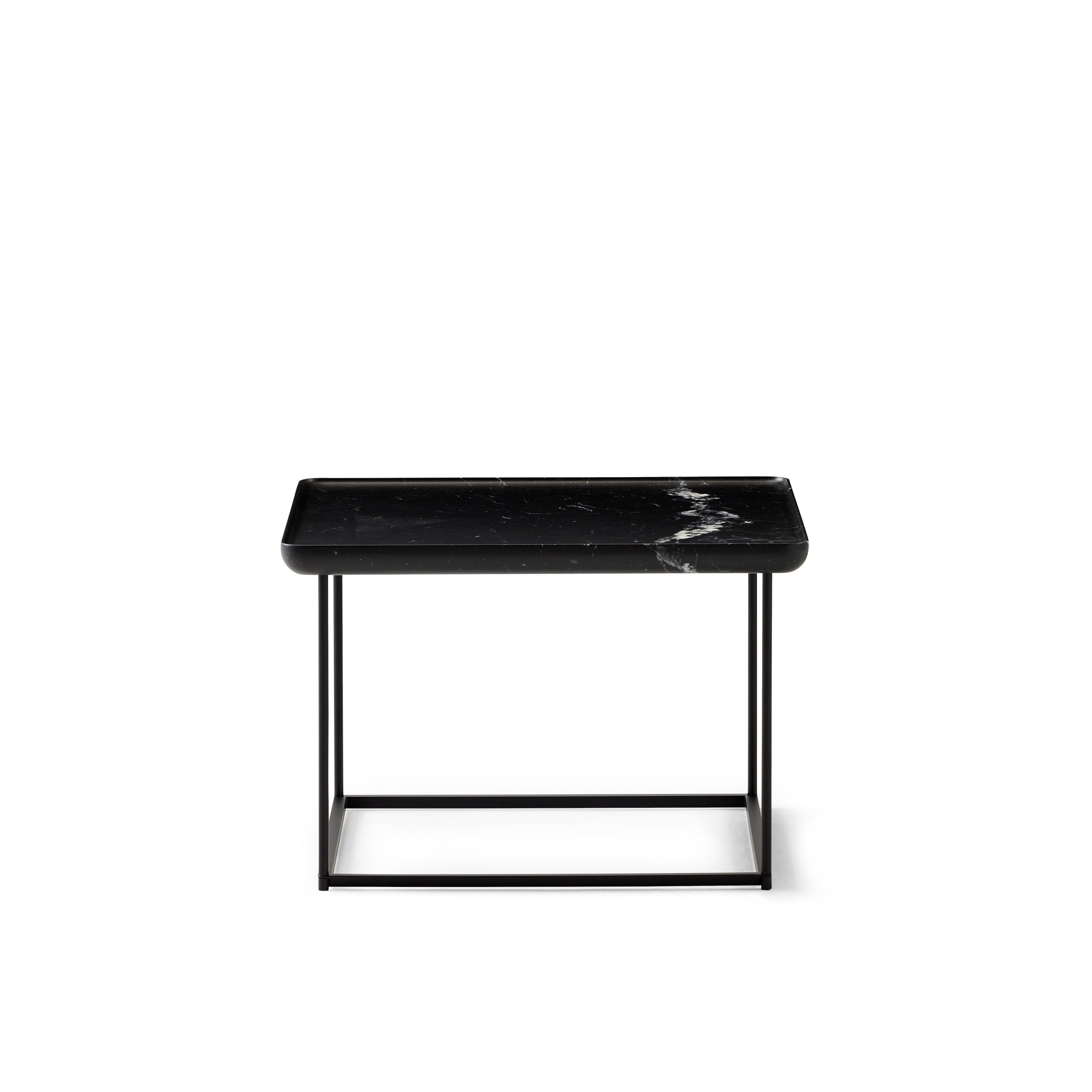 Detail front shot of the Torei table in Black Marquina