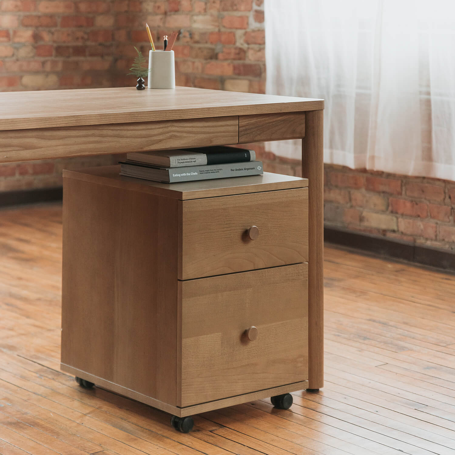 Wood File Cabinet - White Oak Stain (WD_WO)