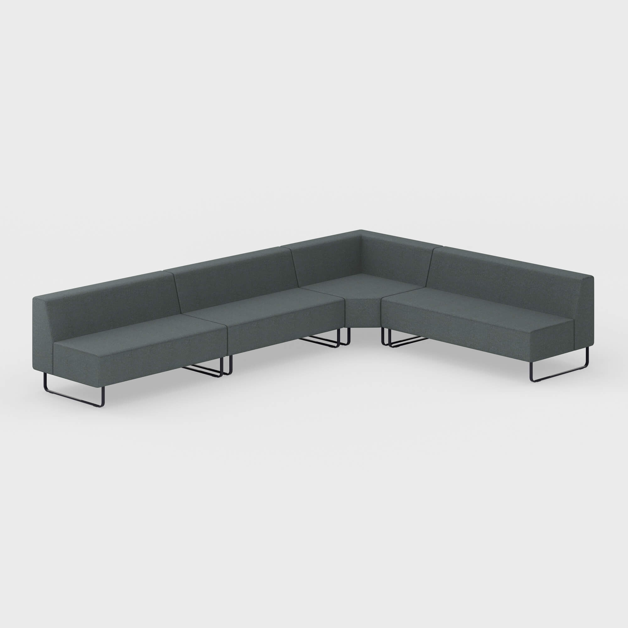 Riverbend Four-Piece Modular Sectional - 4-Piece Square Corner / Steel (4H-FT) / Pitch (TR-TF)
