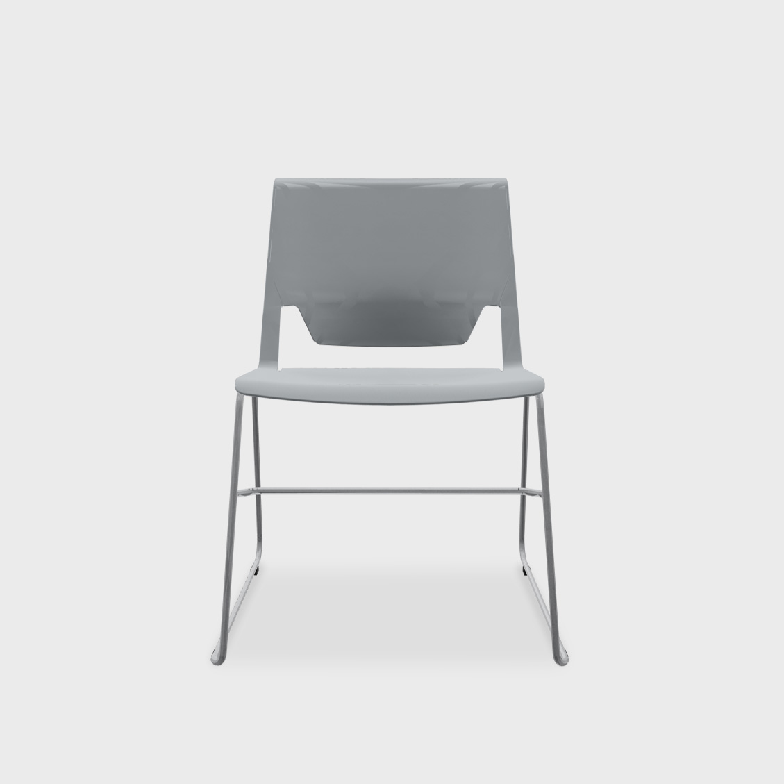 Very Wireframe Stacking Chair - Fog (TR-7) / Metallic Silver (TR-LE) / No