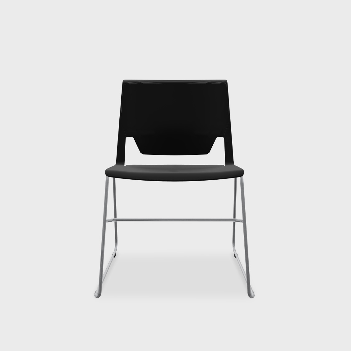 Very Wireframe Stacking Chair - Black (TR-F) / Metallic Silver (TR-LE) / No
