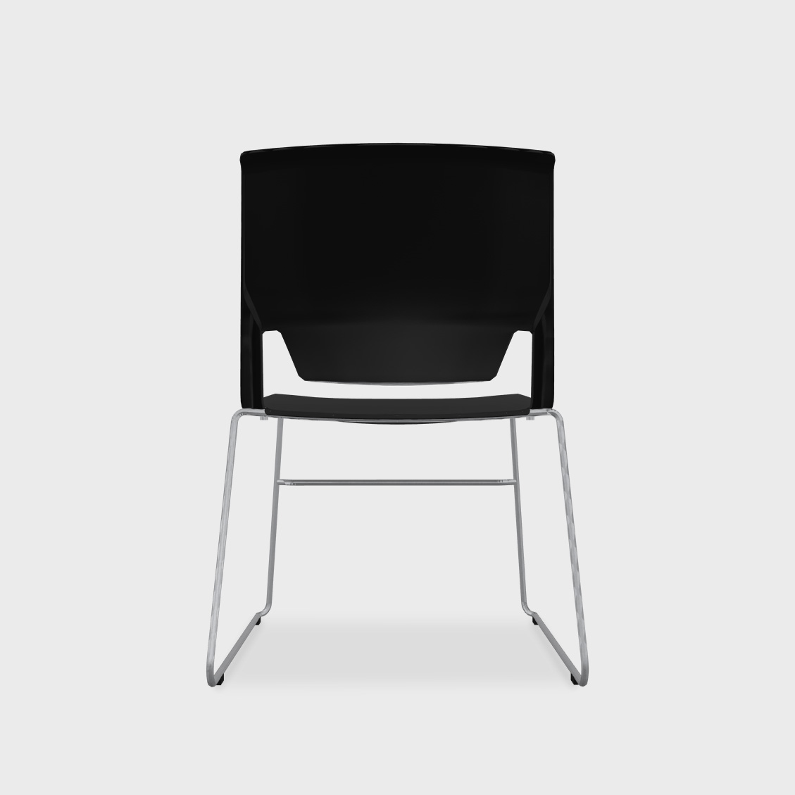Very Wireframe Stacking Chair - Black (TR-F) / Metallic Silver (TR-LE) / No