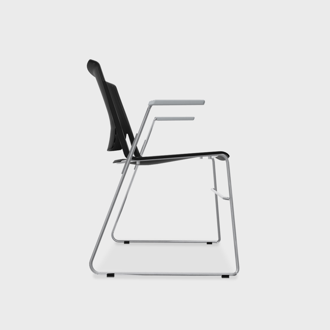 Very Wireframe Stacking Chair - Black (TR-F) / Metallic Silver (TR-LE) / Yes
