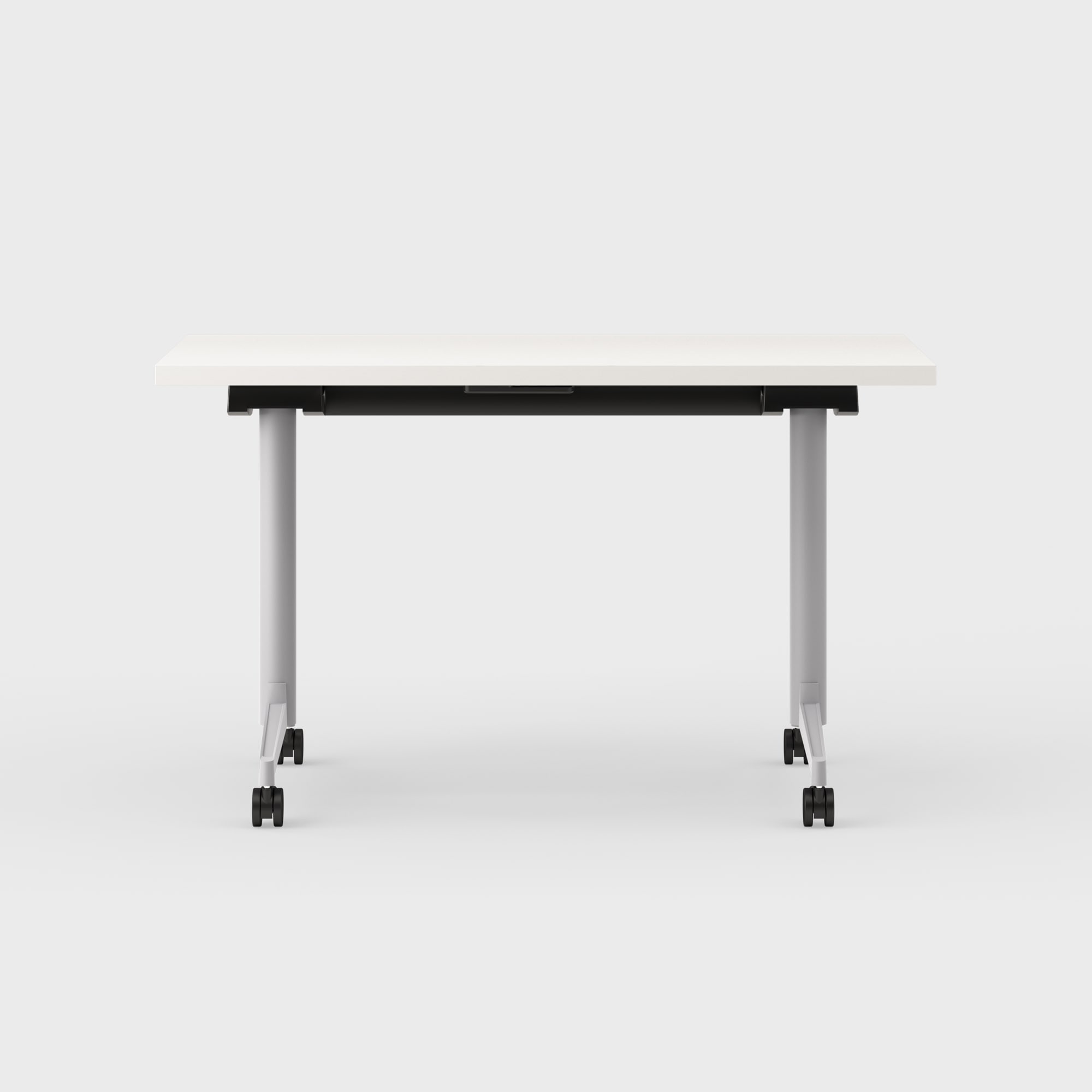 Jive T-Base Flip Table - 24x48 / Linen (H-WL) / Metallic Silver (TR-LE)