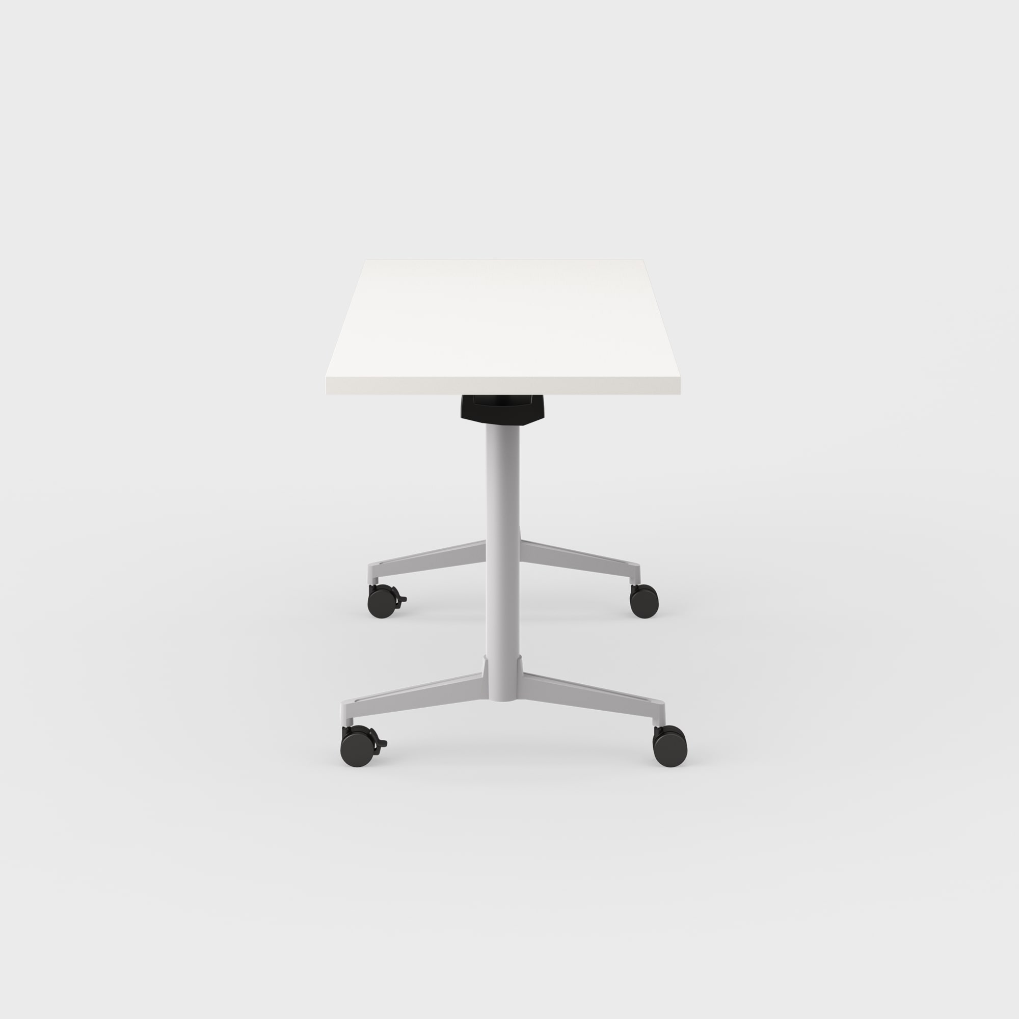 Jive T-Base Flip Table - 24x48 / Linen (H-WL) / Metallic Silver (TR-LE)