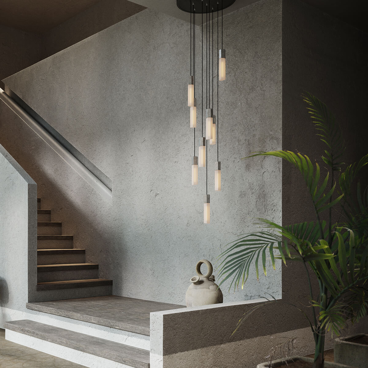 Basalt Pendant - Triple / Stainless Steel (TR_LE)
