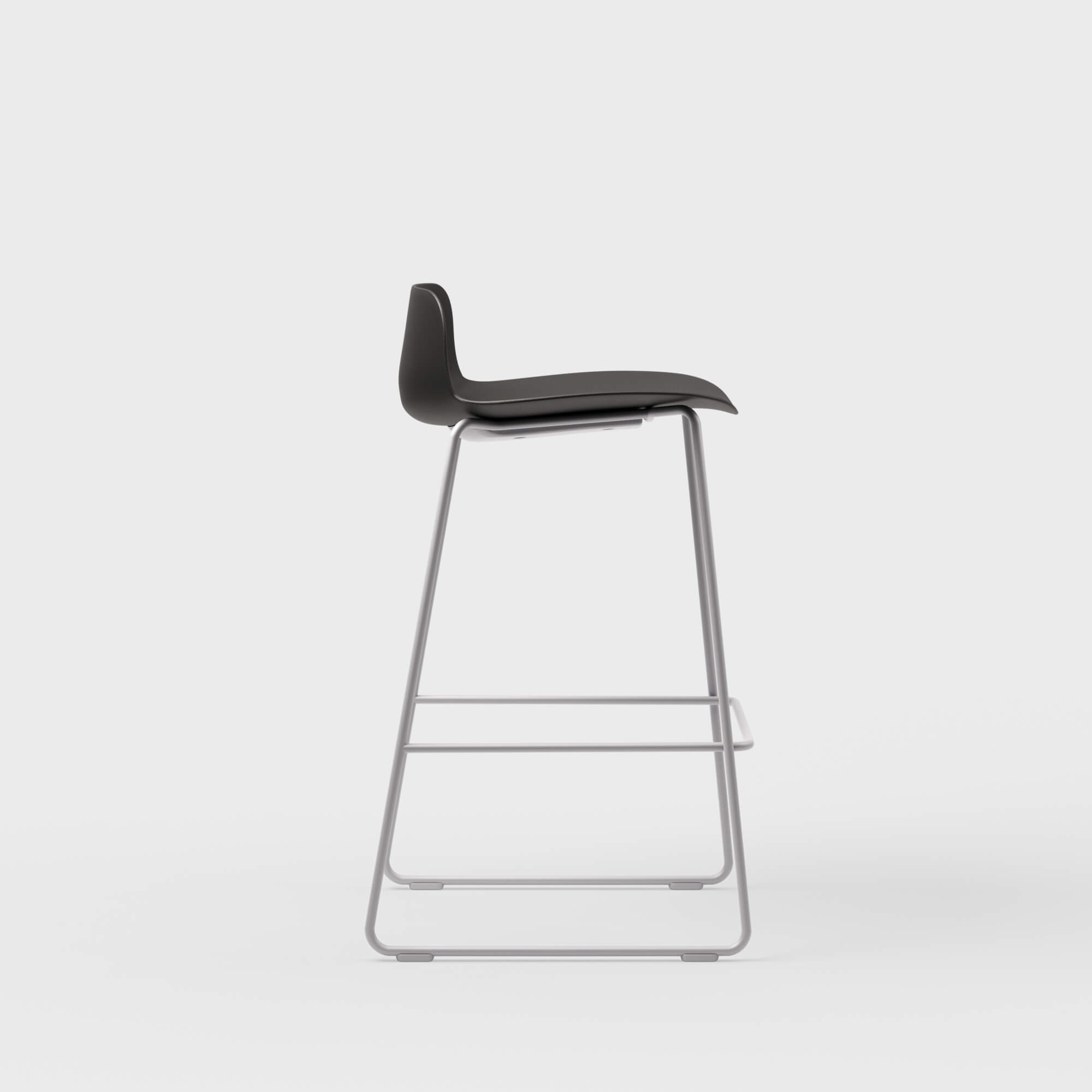 Maari Stool with Sled Base - Low Back / Black (TR-F) / Metallic Silver (TR-LE)