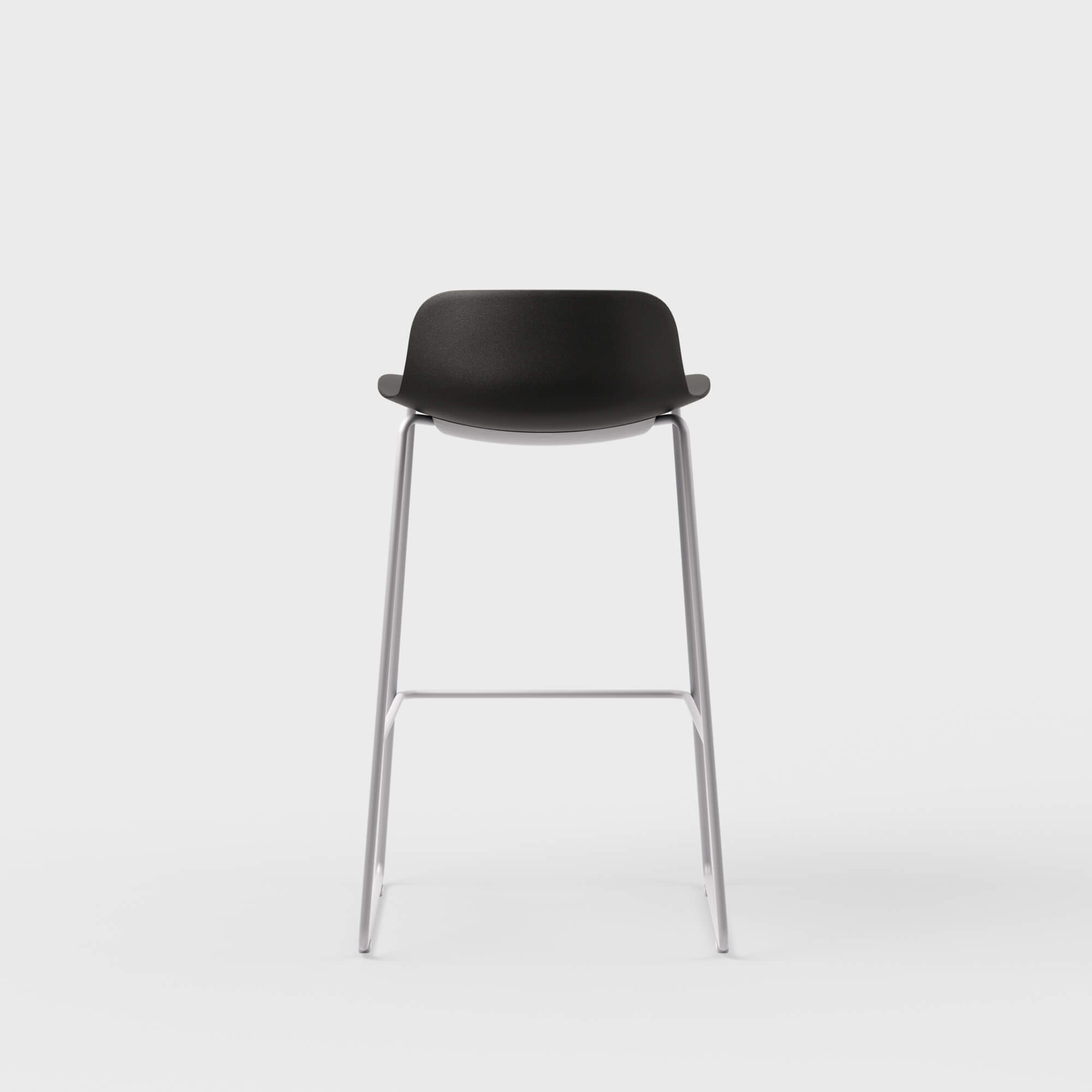 Maari Stool with Sled Base - Low Back / Black (TR-F) / Metallic Silver (TR-LE)