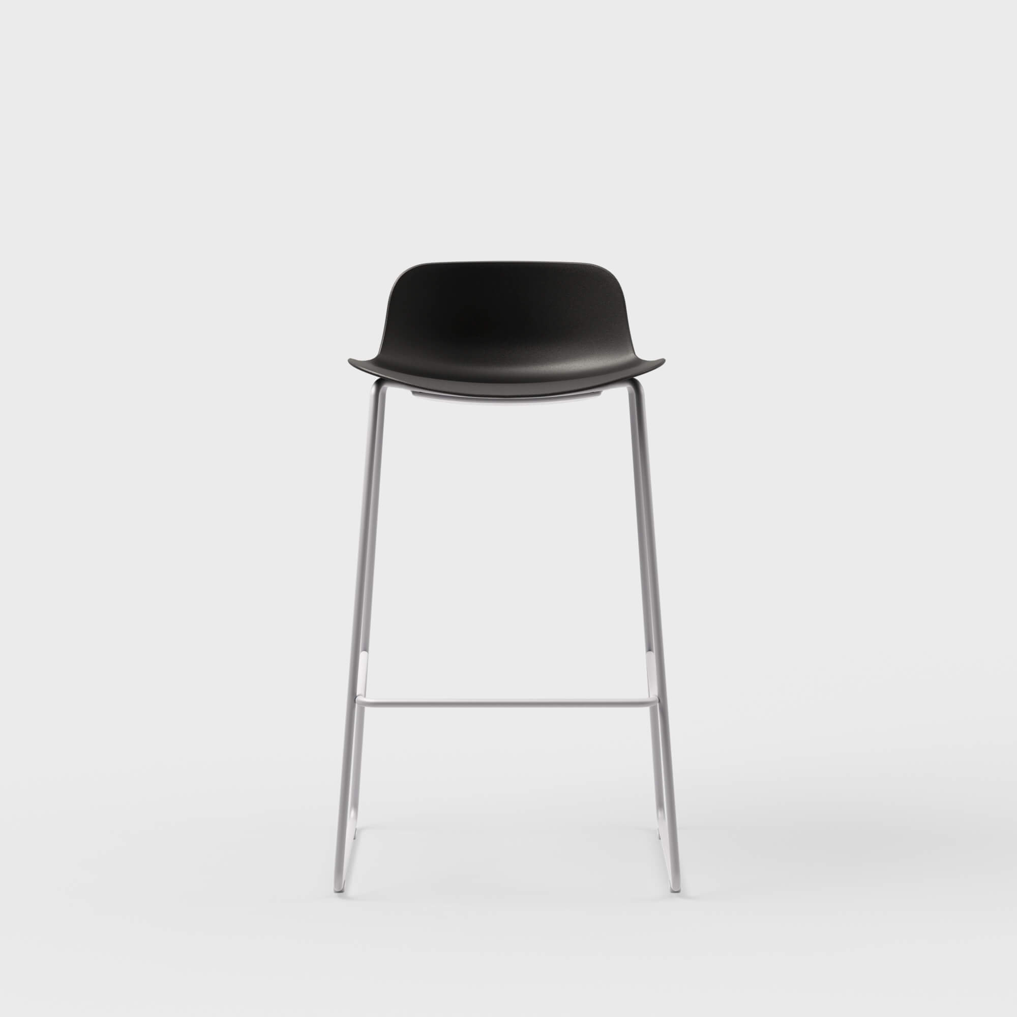 Maari Stool with Sled Base - Low Back / Black (TR-F) / Metallic Silver (TR-LE)