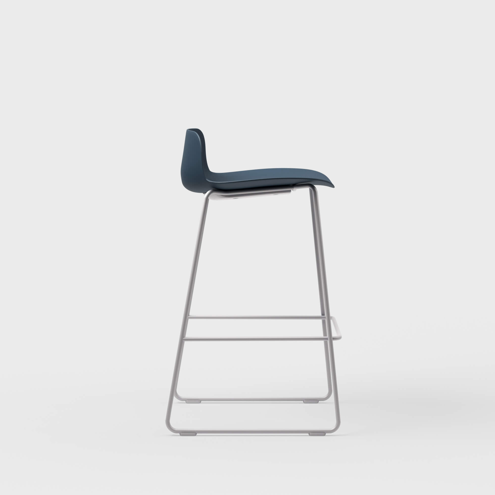 Maari Stool with Sled Base - Low Back / Indigo (TR-1V) / Metallic Silver (TR-LE)