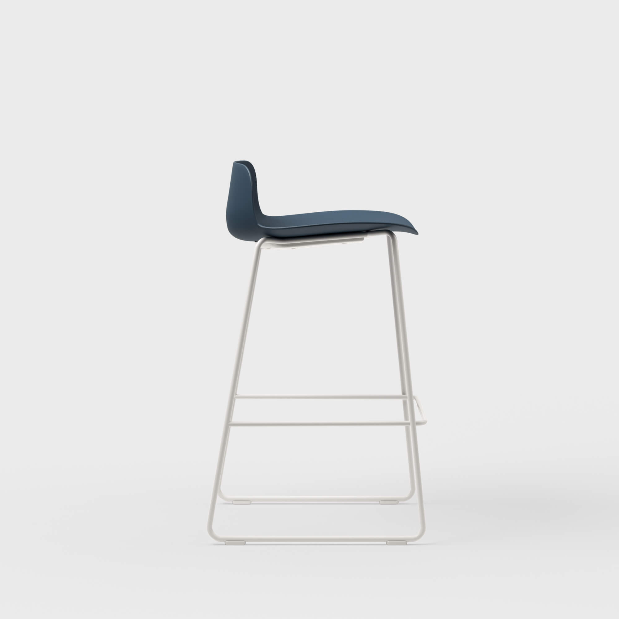 Maari Stool with Sled Base - Low Back / Indigo (TR-1V) / Smooth Plaster (TR-PLS)