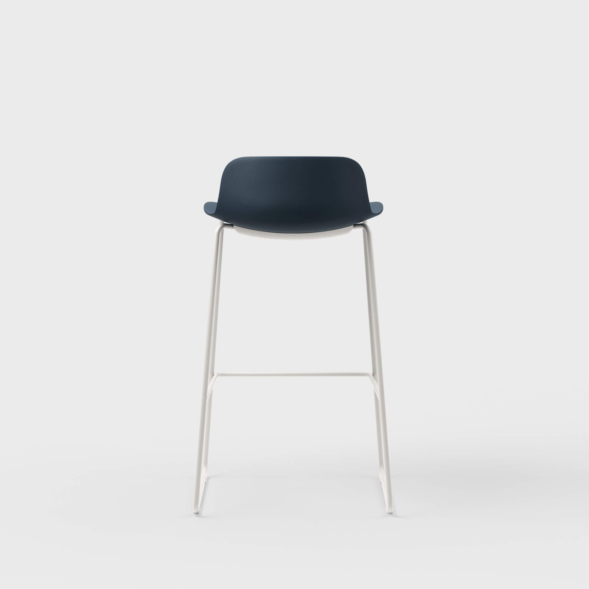 Maari Stool with Sled Base - Low Back / Indigo (TR-1V) / Smooth Plaster (TR-PLS)