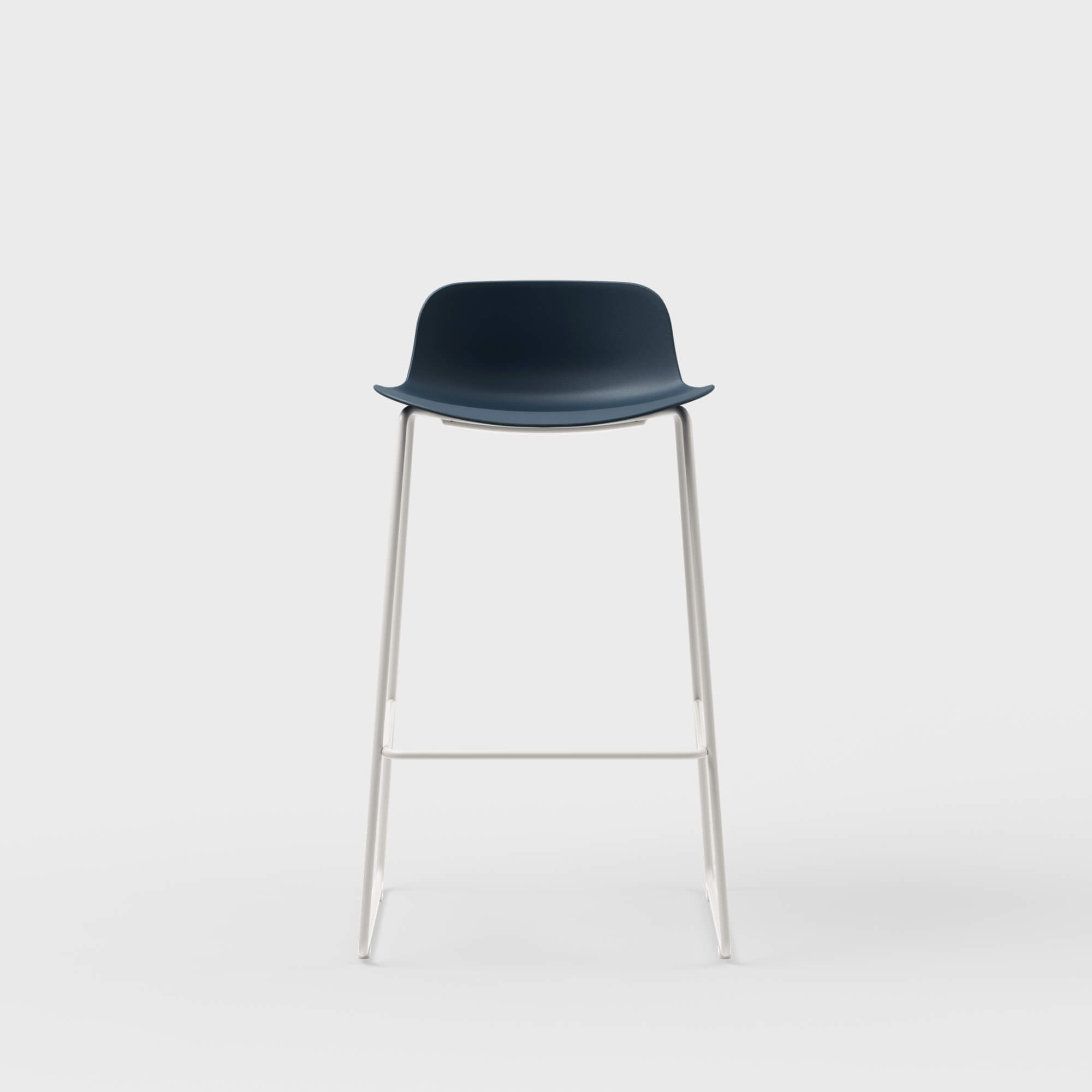 Maari Stool with Sled Base - Low Back / Indigo (TR-1V) / Smooth Plaster (TR-PLS)