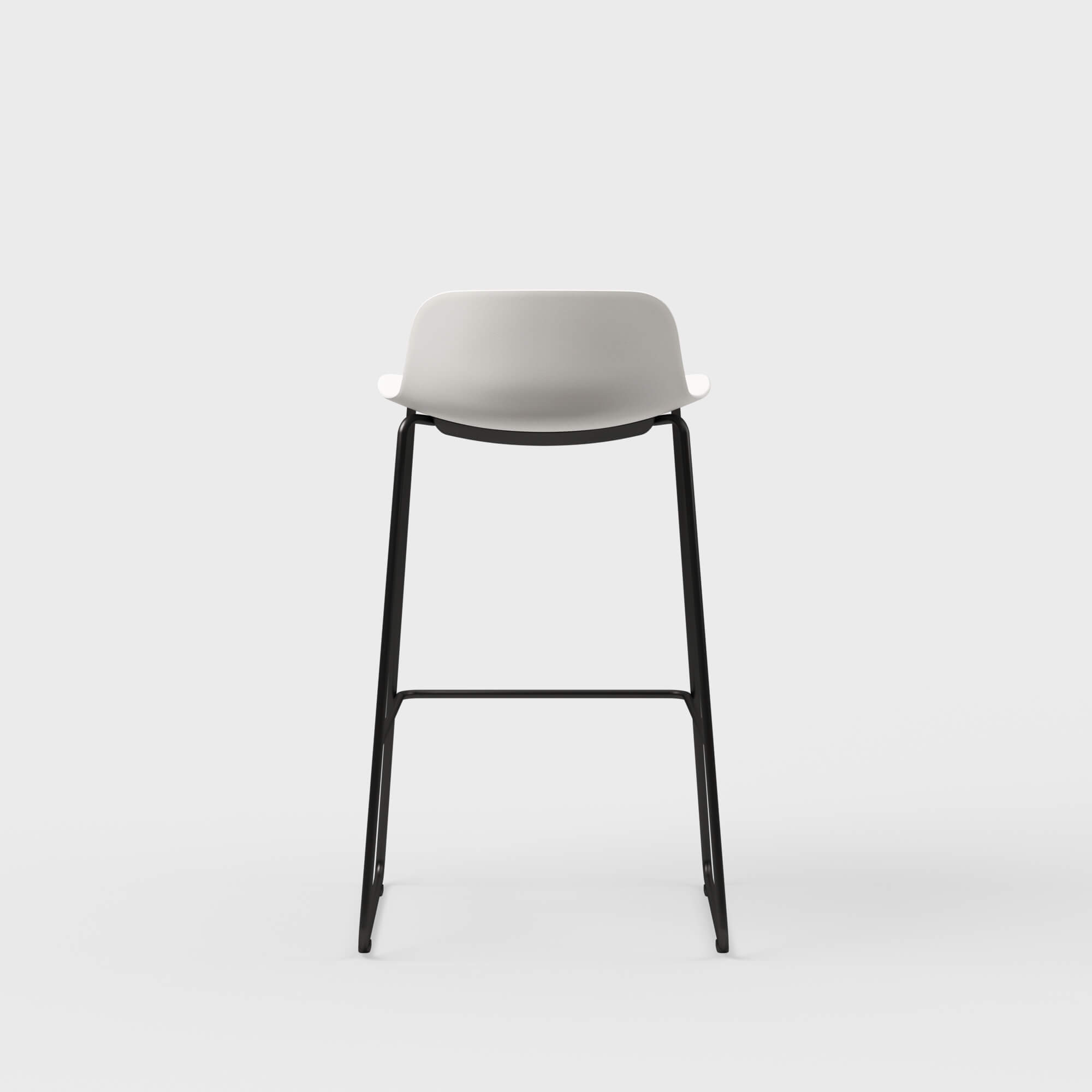 Maari Stool with Sled Base - Low Back / Smooth Plaster (TR-PLS) / Black (TR-F)