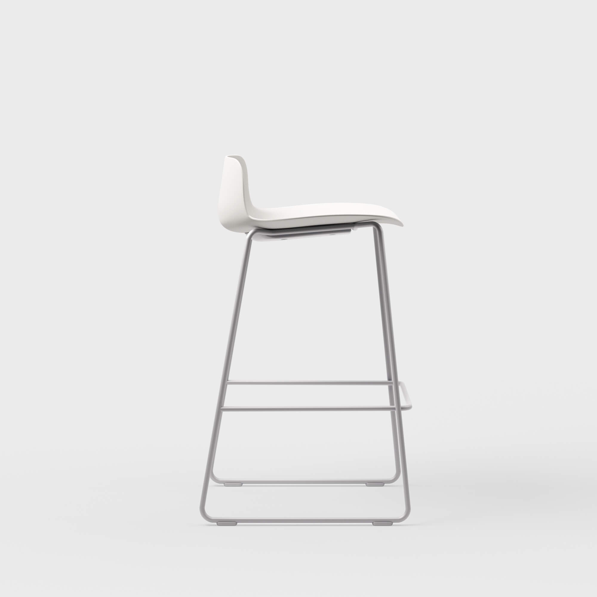 Maari Stool with Sled Base - Low Back / Smooth Plaster (TR-PLS) / Metallic Silver (TR-LE)