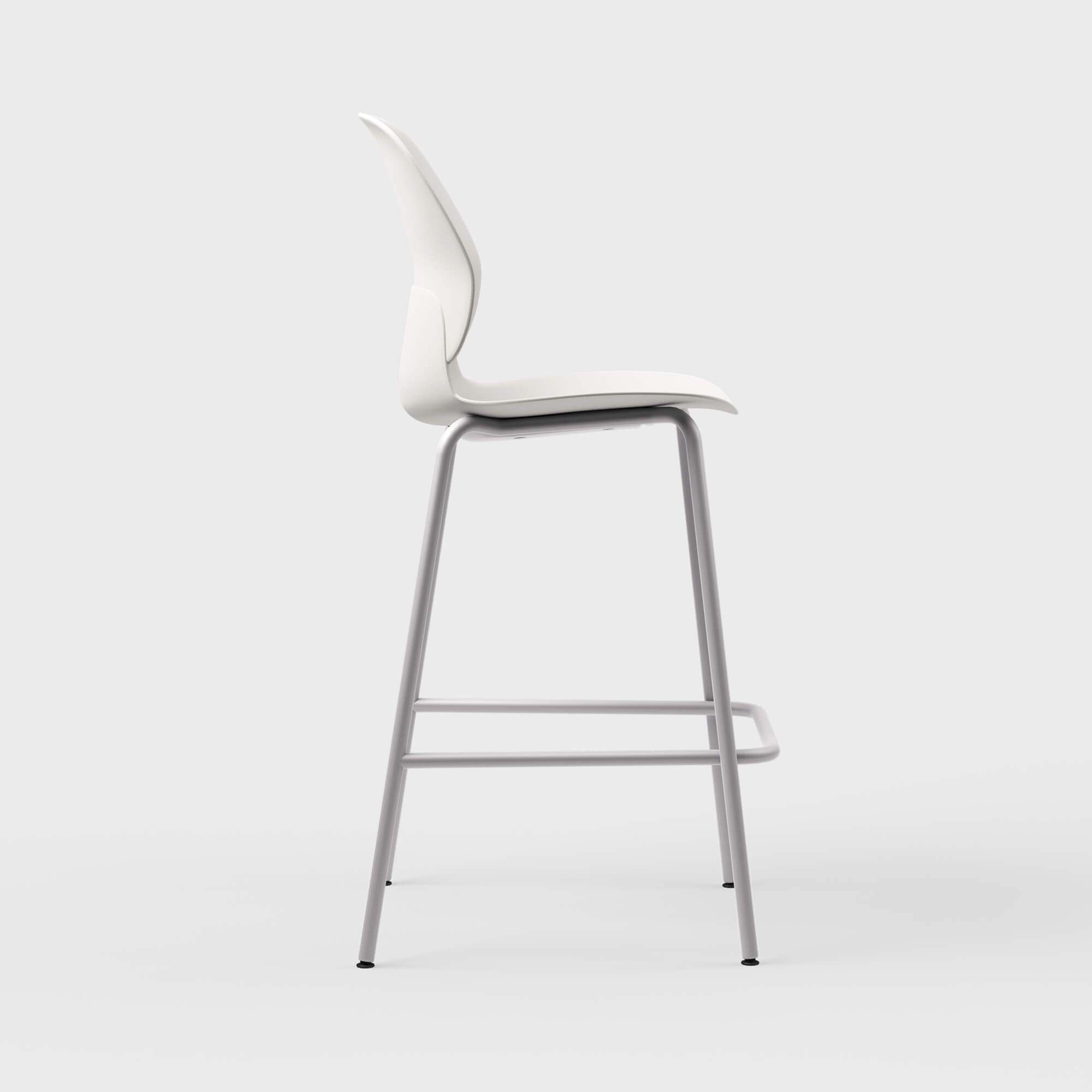 Maari Stool with 4-Leg Base - Smooth Plaster (TR-PLS) / Metallic Silver (TR-LE)