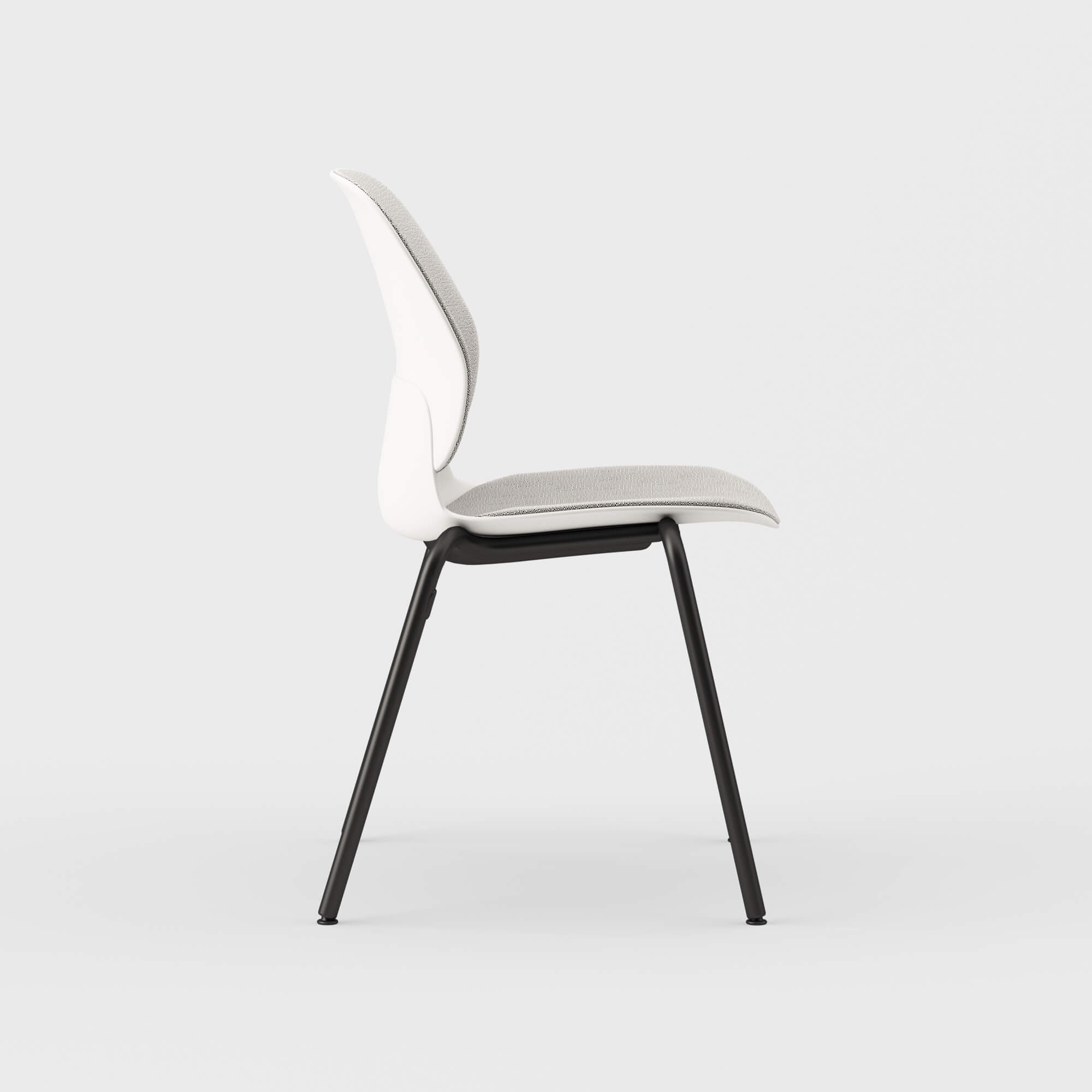 Maari Upholstered Chair with 4-Leg Base - Ramie Gunnie (4V-GN) / Black (TR-F) / Glide