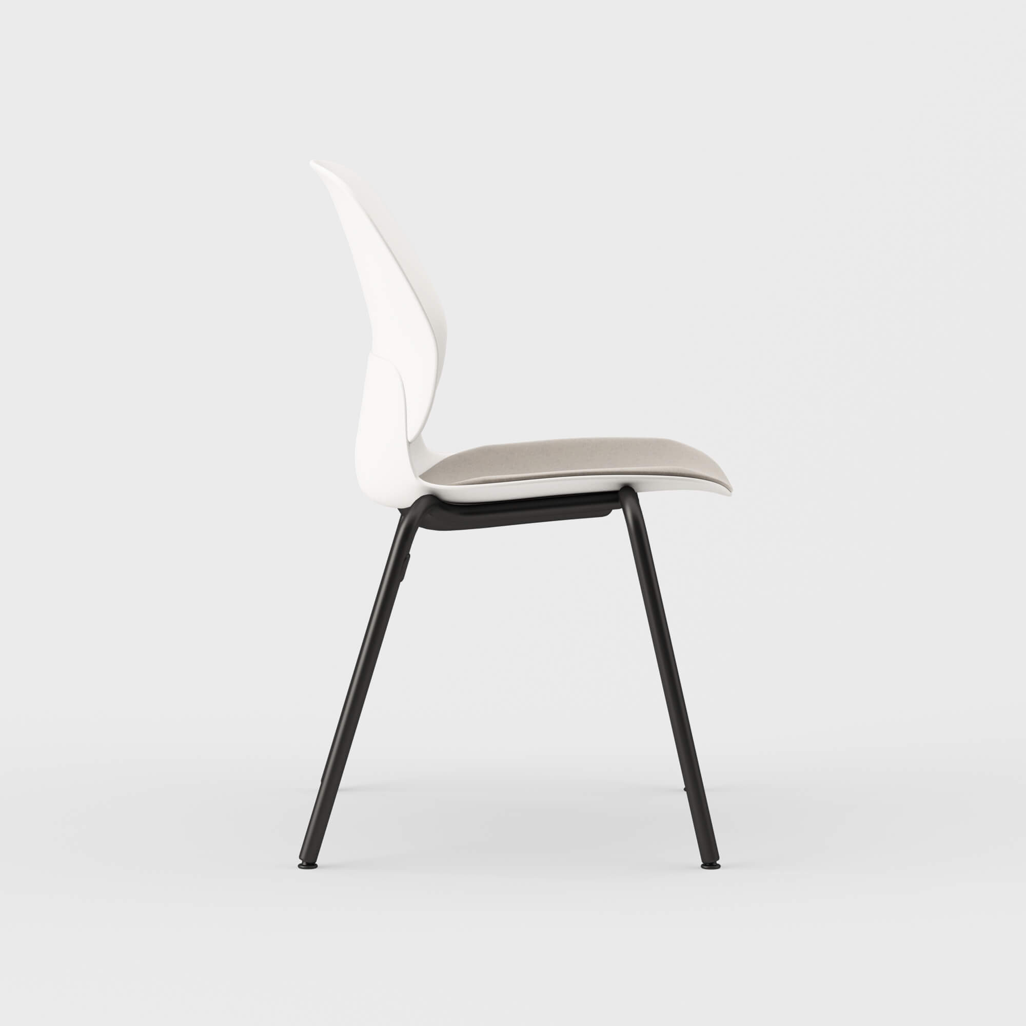 Maari Chair 4-Leg Base with Upholstered Seat - Floyd 123 (S6-A) / Black (TR-F) / Glide