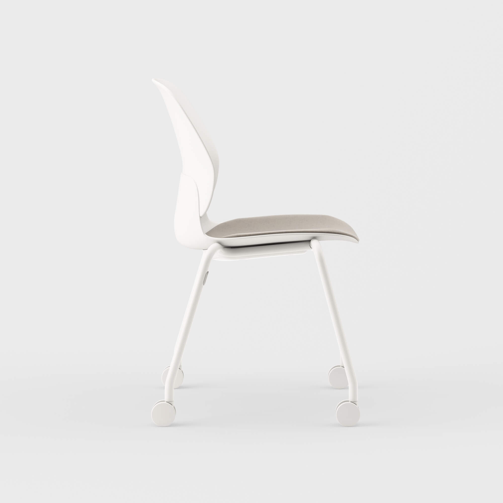 Maari Chair 4-Leg Base with Upholstered Seat - Floyd 123 (S6-A) / Smooth Plaster (TR-PLS) / Caster