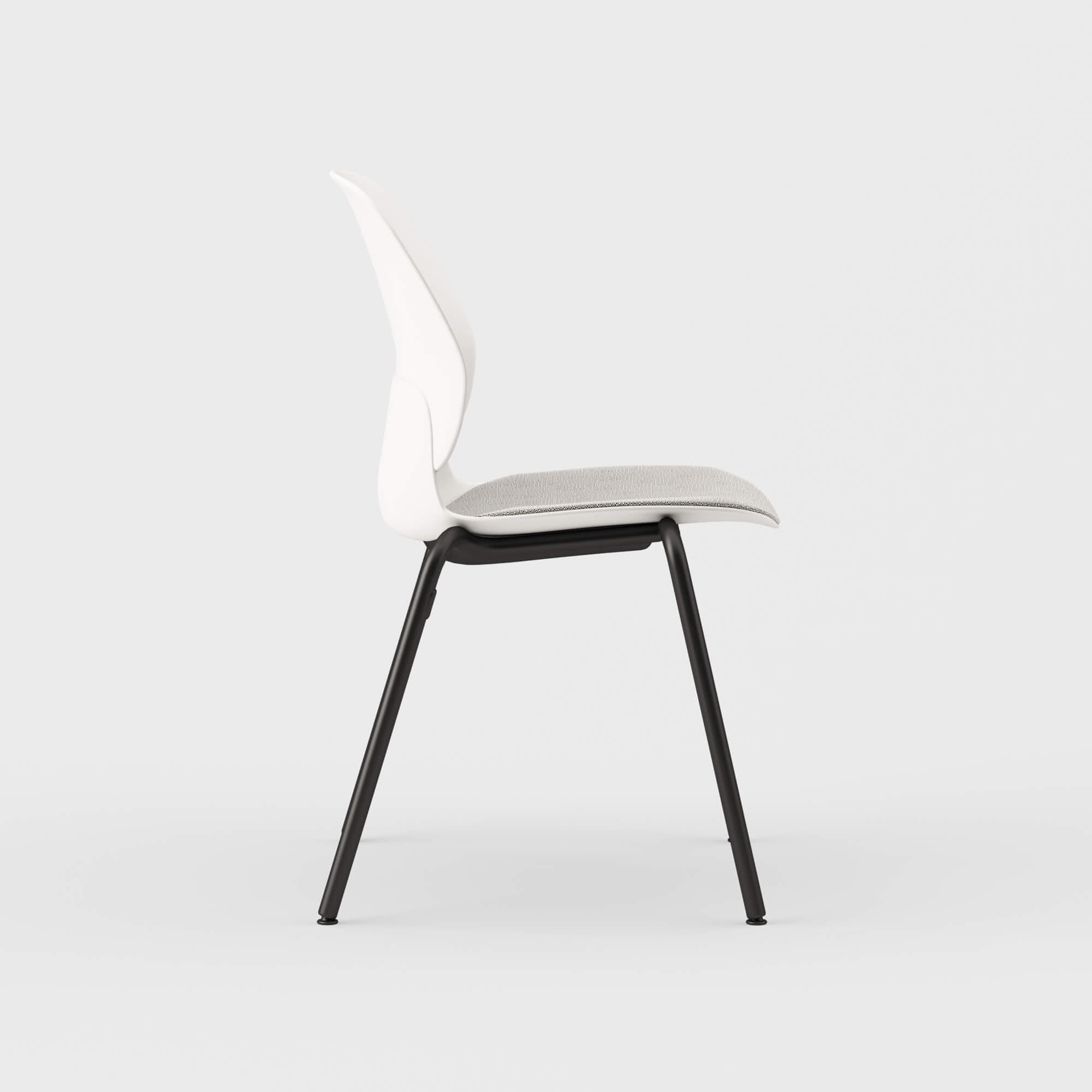 Maari Chair 4-Leg Base with Upholstered Seat - Ramie Gunnie (4V-GN) / Black (TR-F) / Glide