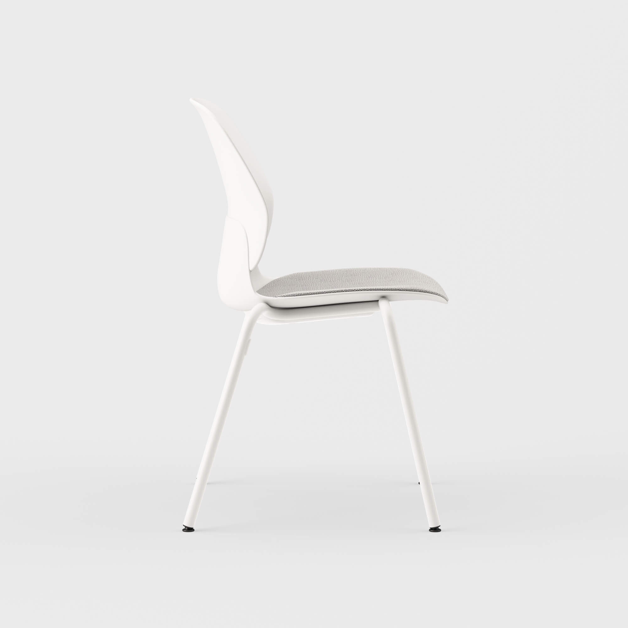 Maari Chair 4-Leg Base with Upholstered Seat - Ramie Gunnie (4V-GN) / Smooth Plaster (TR-PLS) / Glide