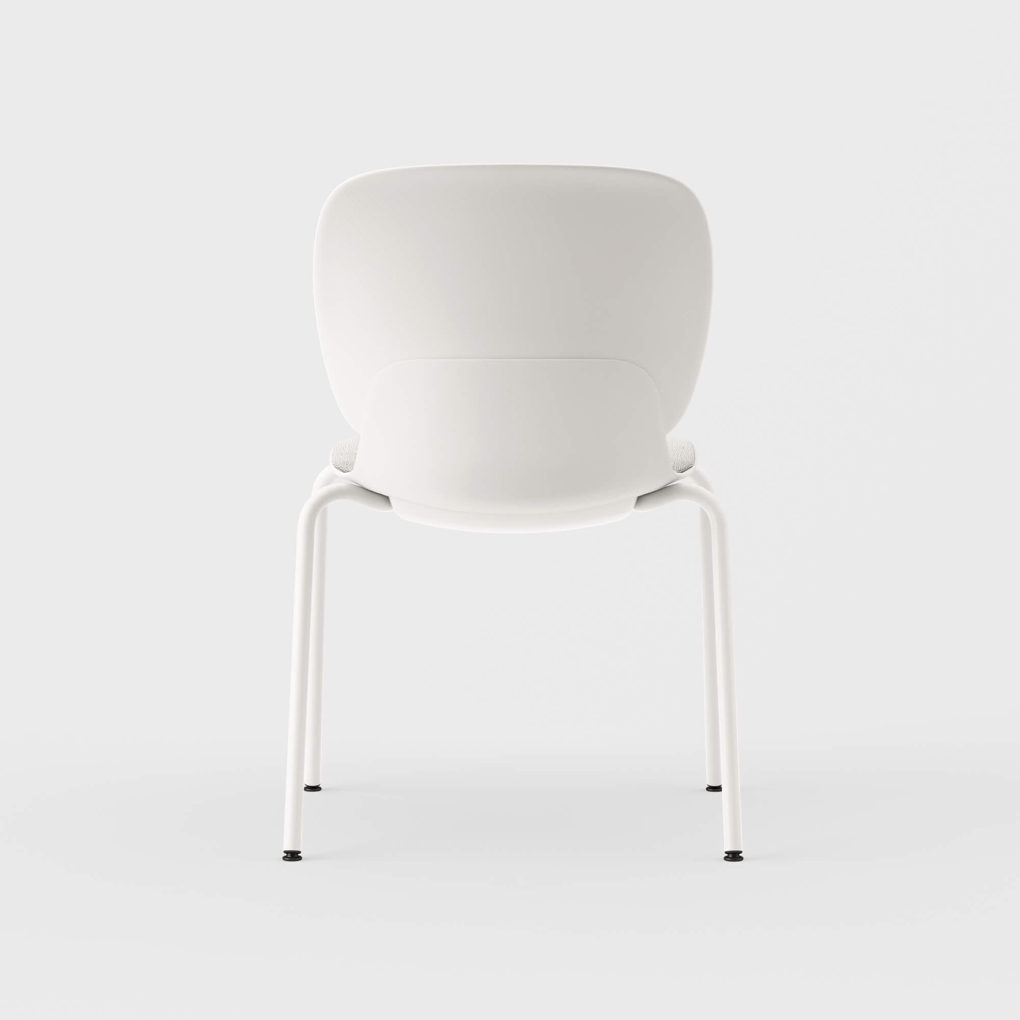 Maari Chair 4-Leg Base with Upholstered Seat - Ramie Gunnie (4V-GN) / Smooth Plaster (TR-PLS) / Glide