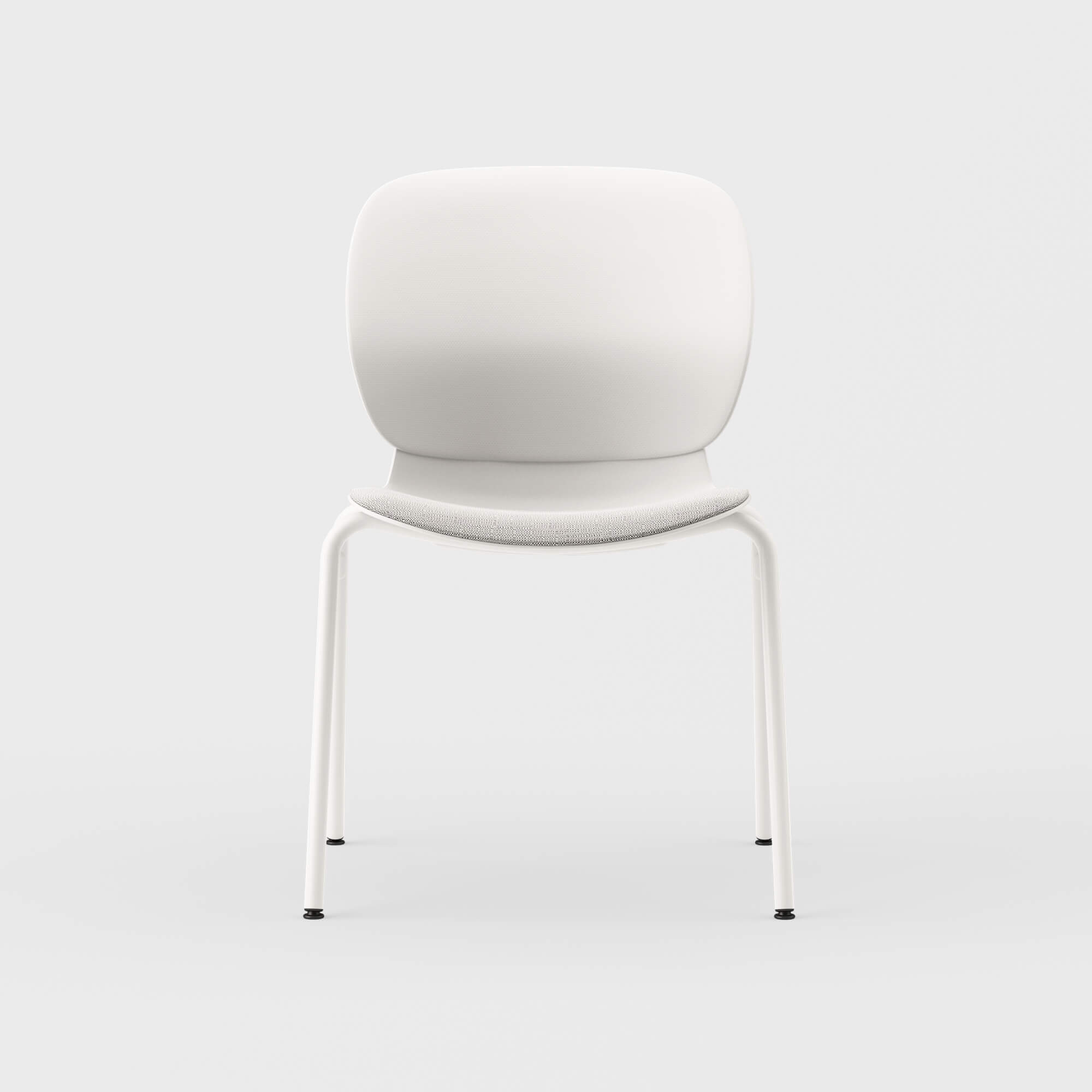 Maari Chair 4-Leg Base with Upholstered Seat - Ramie Gunnie (4V-GN) / Smooth Plaster (TR-PLS) / Glide