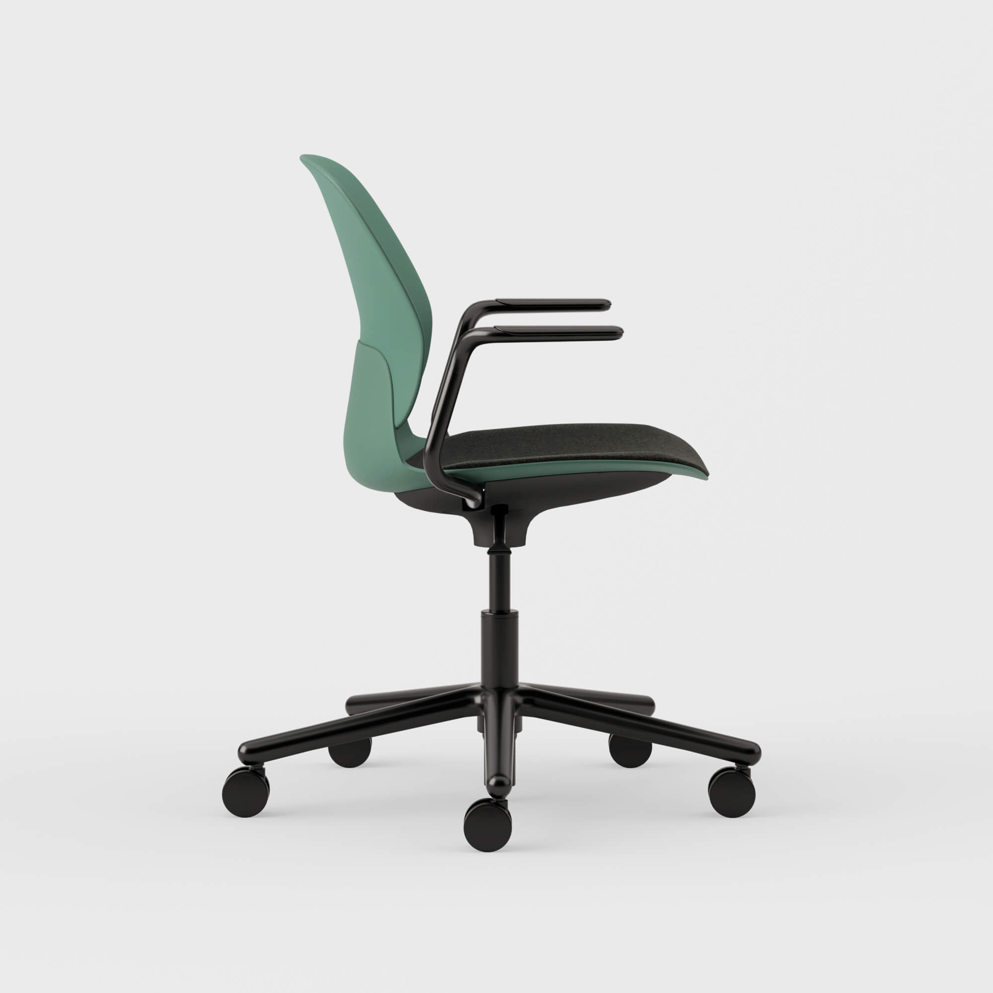 Maari Chair 5-Star Base with Upholstered Seat - Melange Nap 951 (S7-T) / Black (TR-F)